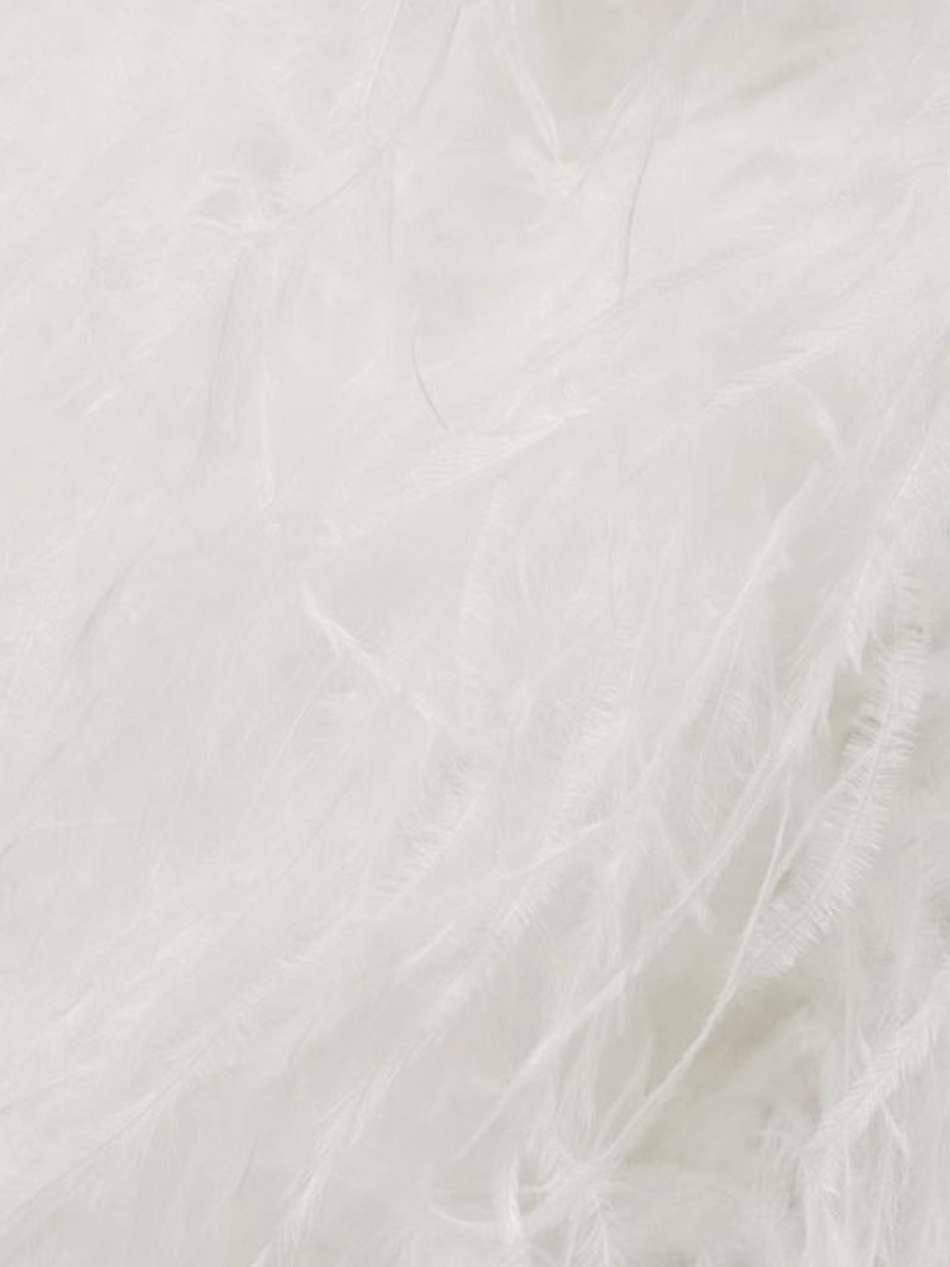 reign feather-trimmed crepe mini dress