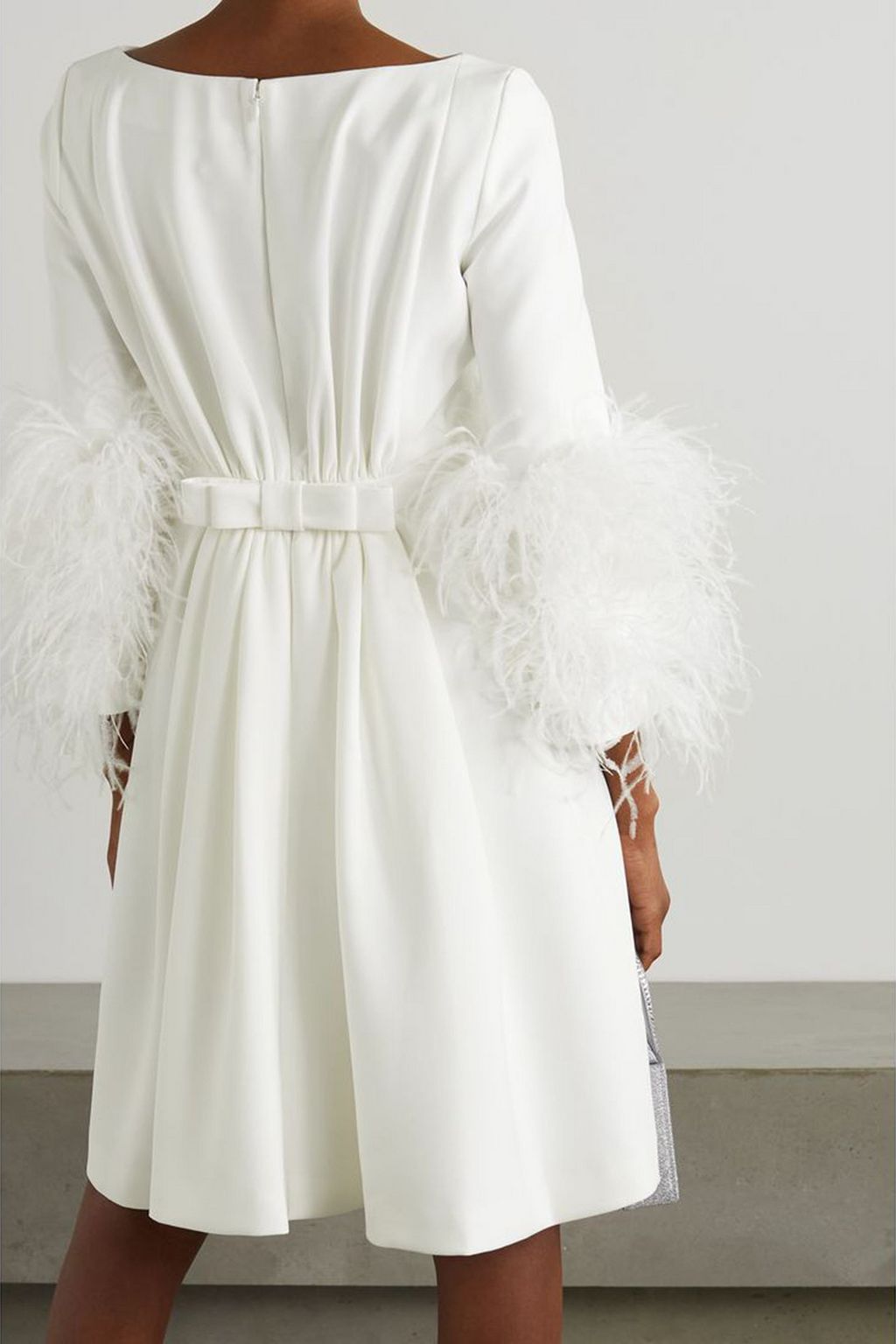 HUISHAN ZHANG Reign feather-trimmed crepe mini dress