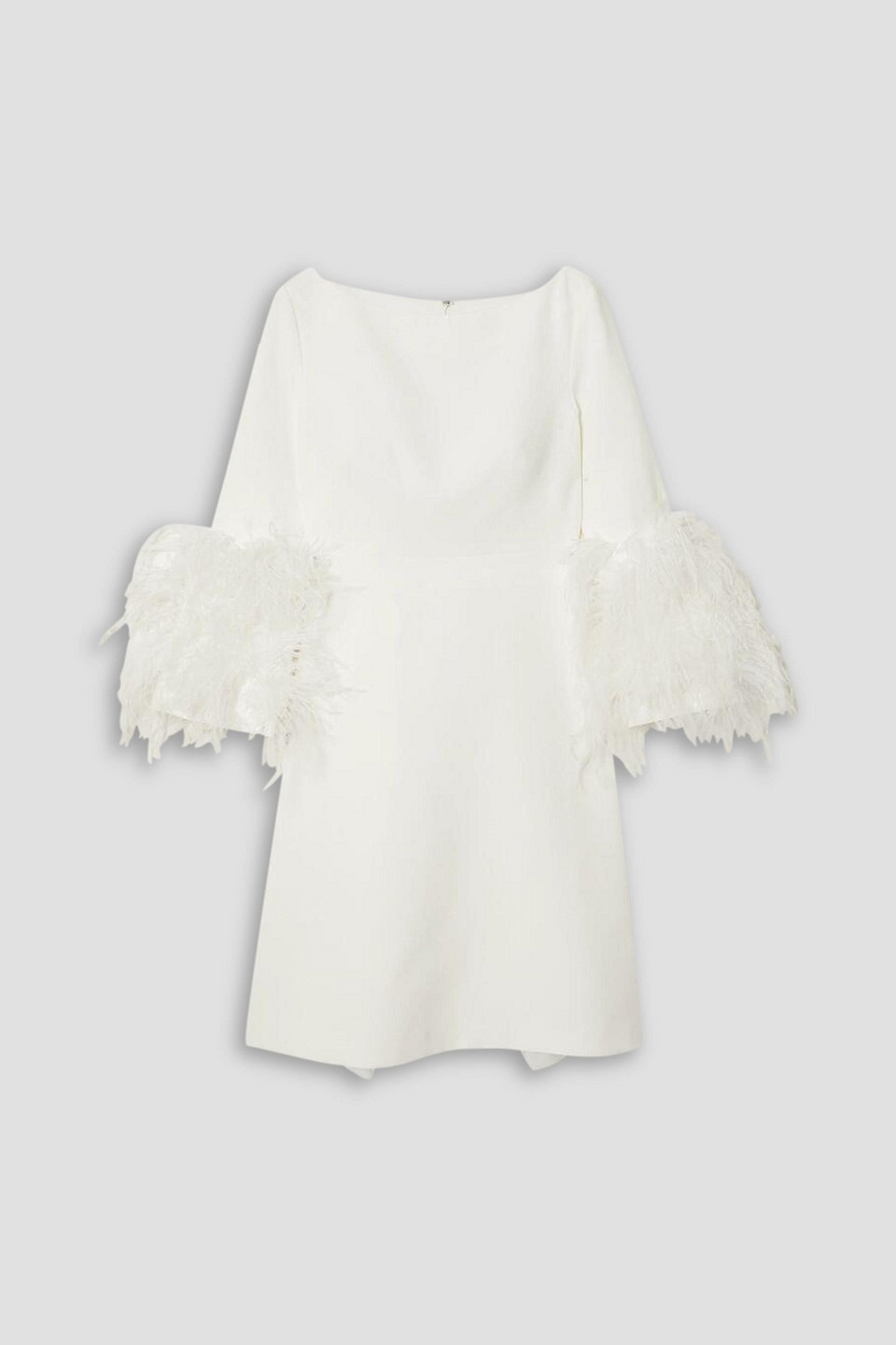 Huishan Zhang Reign Feather-trimmed Crepe Mini Dress In White