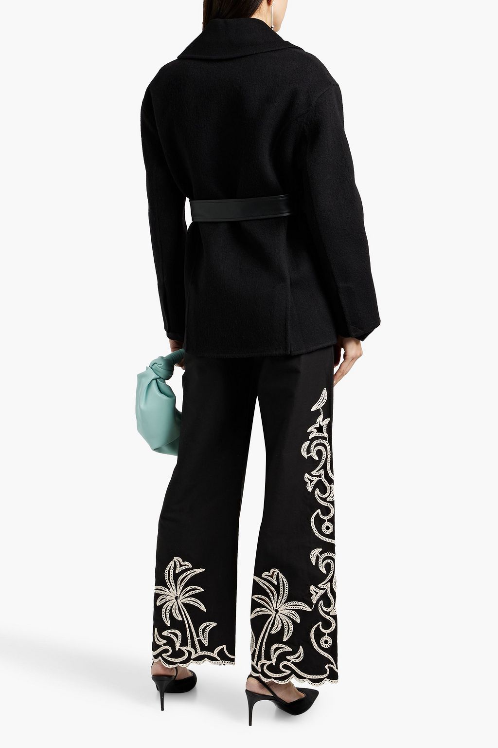MAJE Belted wool-blend felt coat