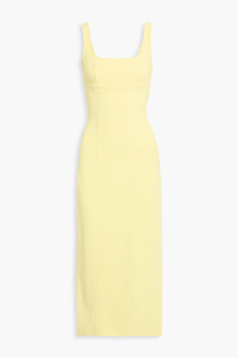 Another Tomorrow Tie-back Crepe Midi Dress In Yellow