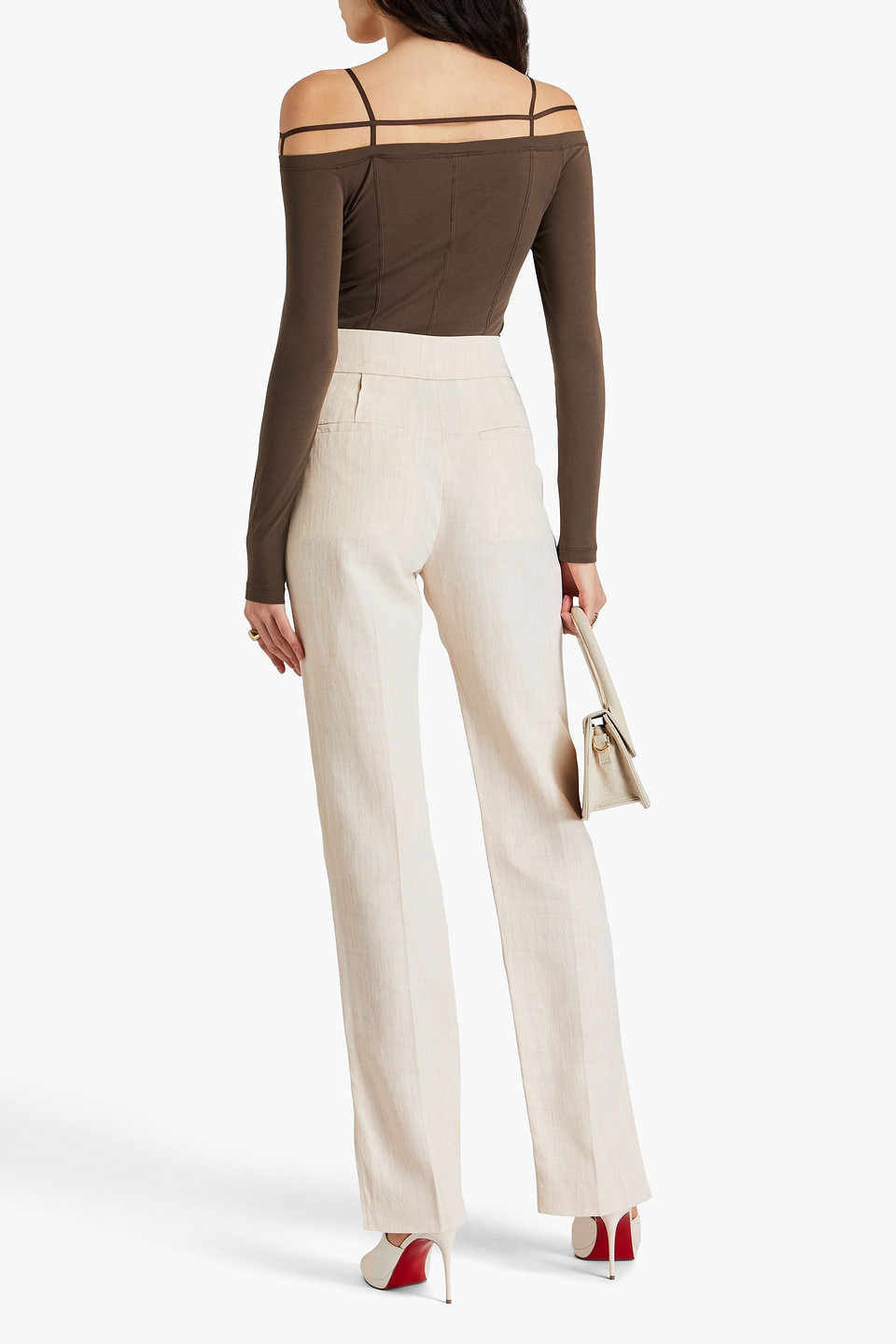 Jacquemus Tibau Linen-blend Straight-leg Pants In Ecru