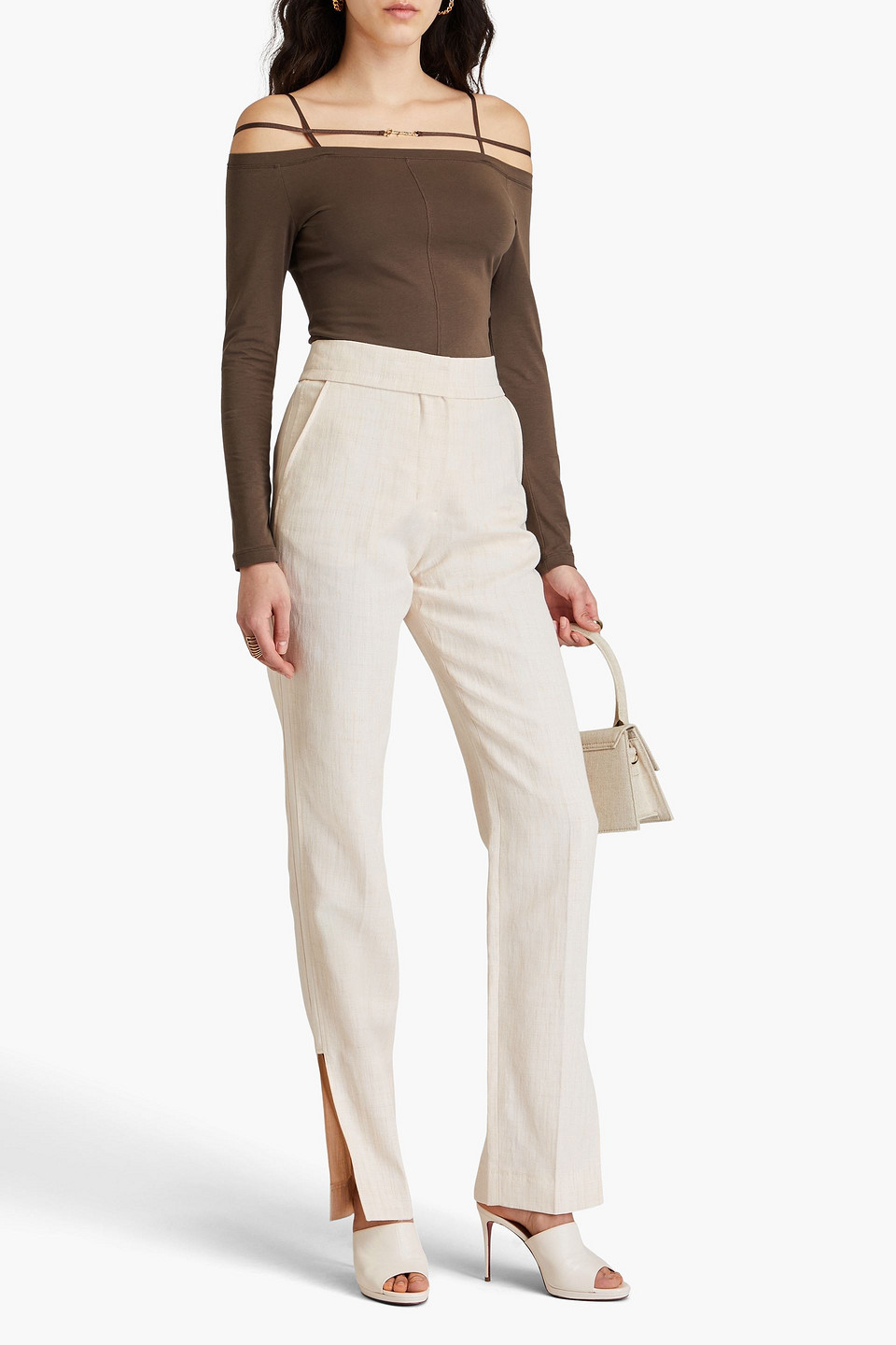Jacquemus Tibau Linen-blend Straight-leg Pants In Ecru