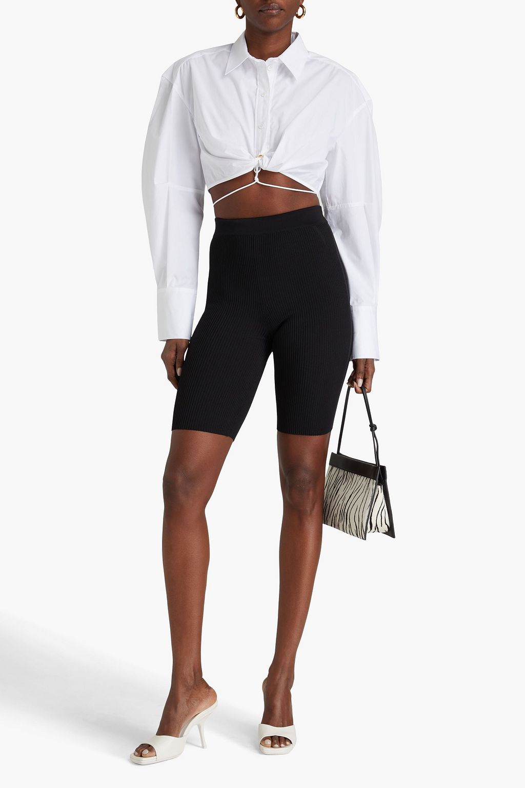 JACQUEMUS شورت "لوكا" من نسيج محبوك بتصميم مضلع