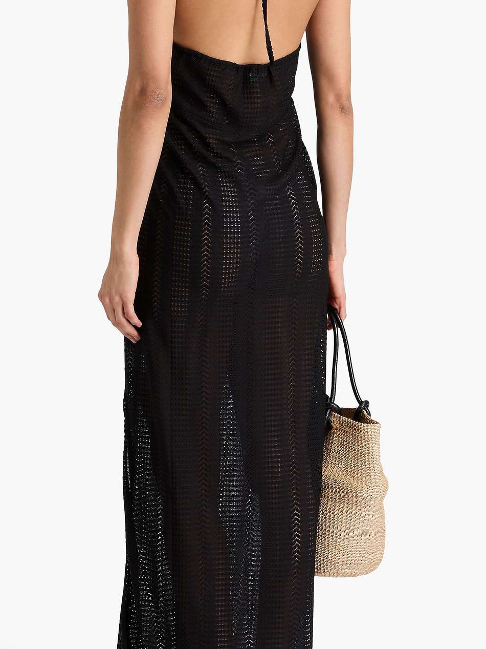 mila cutout crochet-knit halterneck maxi dress