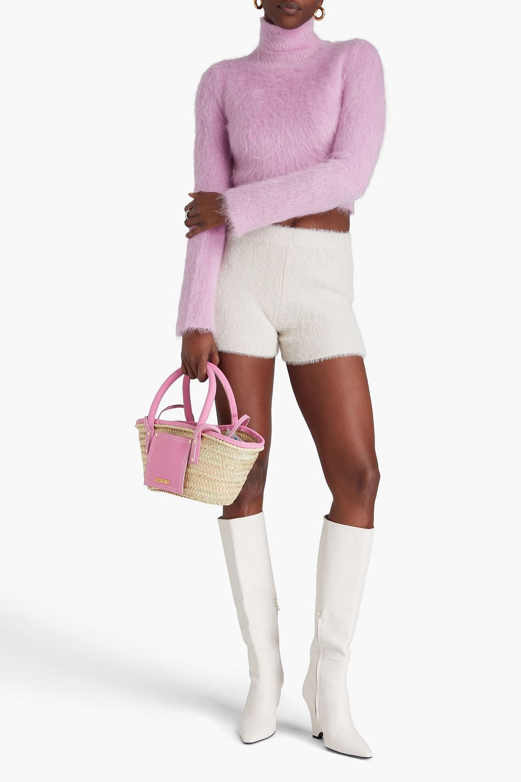 JACQUEMUS شورت من نسيج محبوك ممشّط
