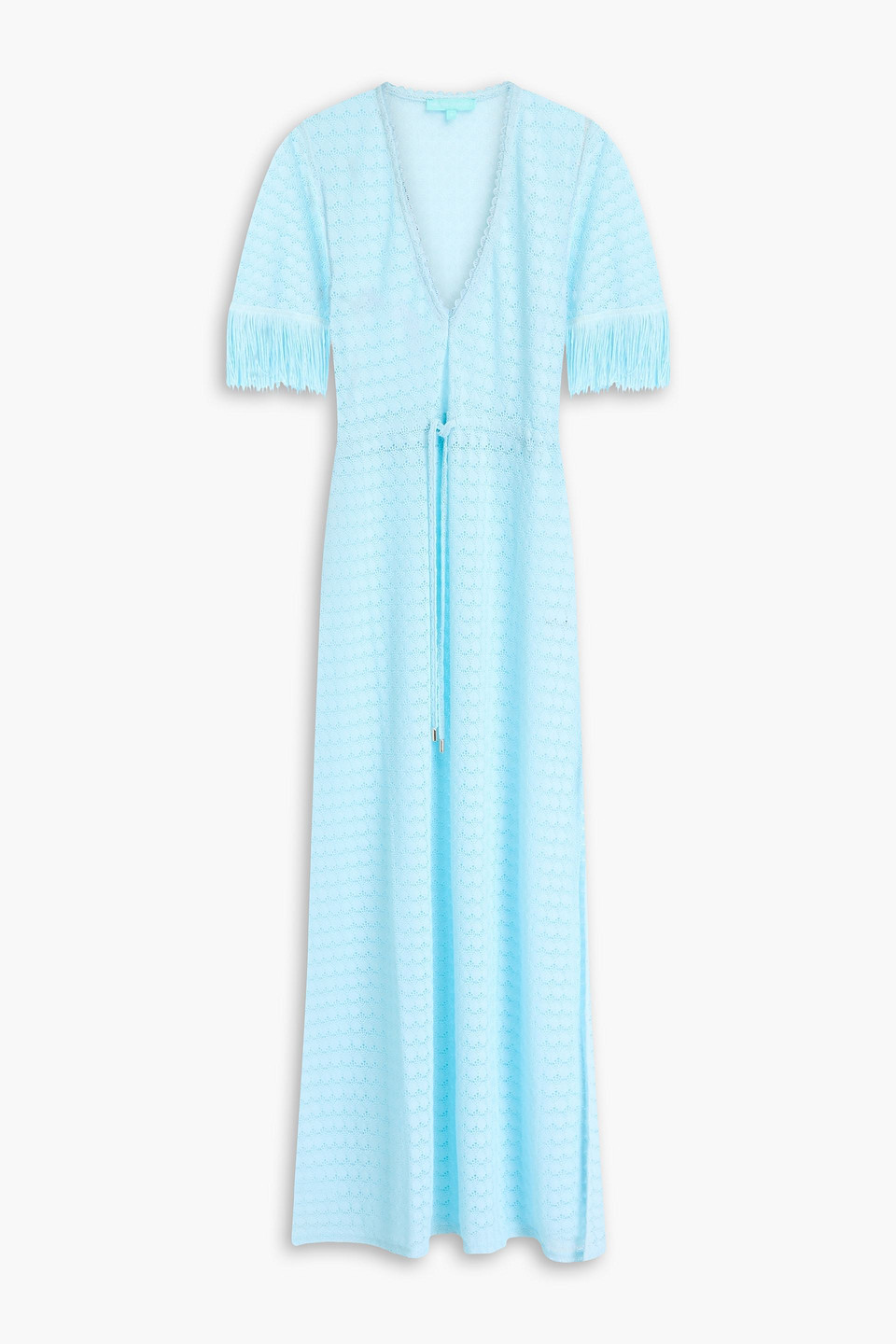 Melissa Odabash Phoebe Fringed Crocheted Maxi Dress In Sky Blue