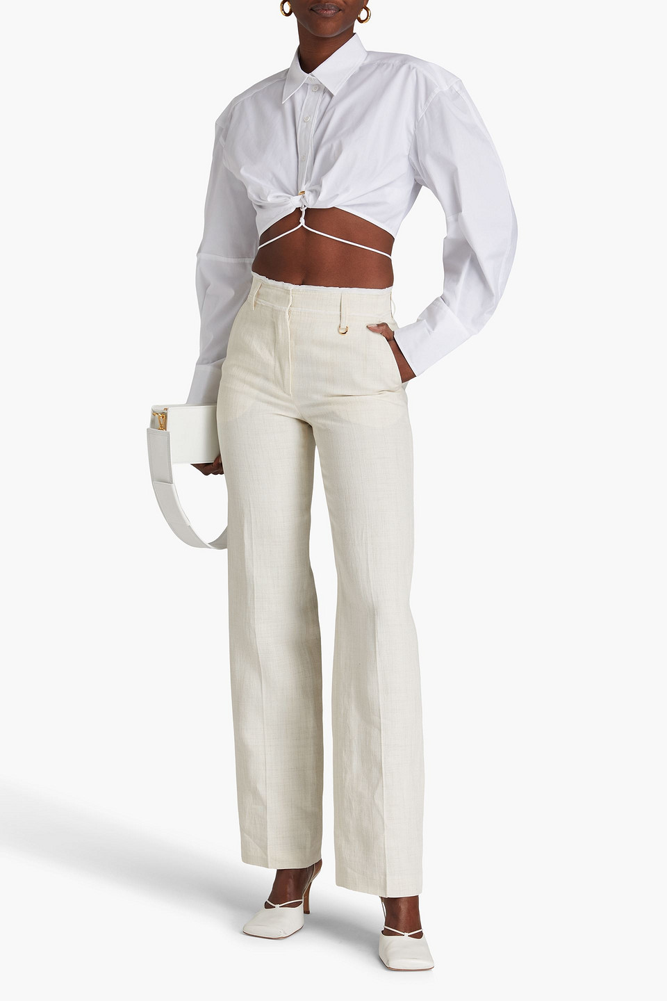 JACQUEMUS LINEN-BLEND STRAIGHT-LEG PANTS
