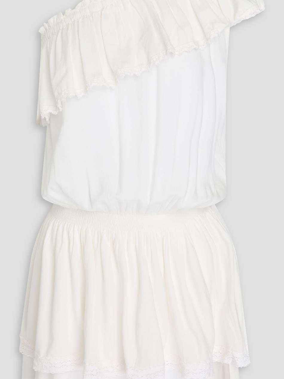 debbie one-shoulder ruffled voile mini dress
