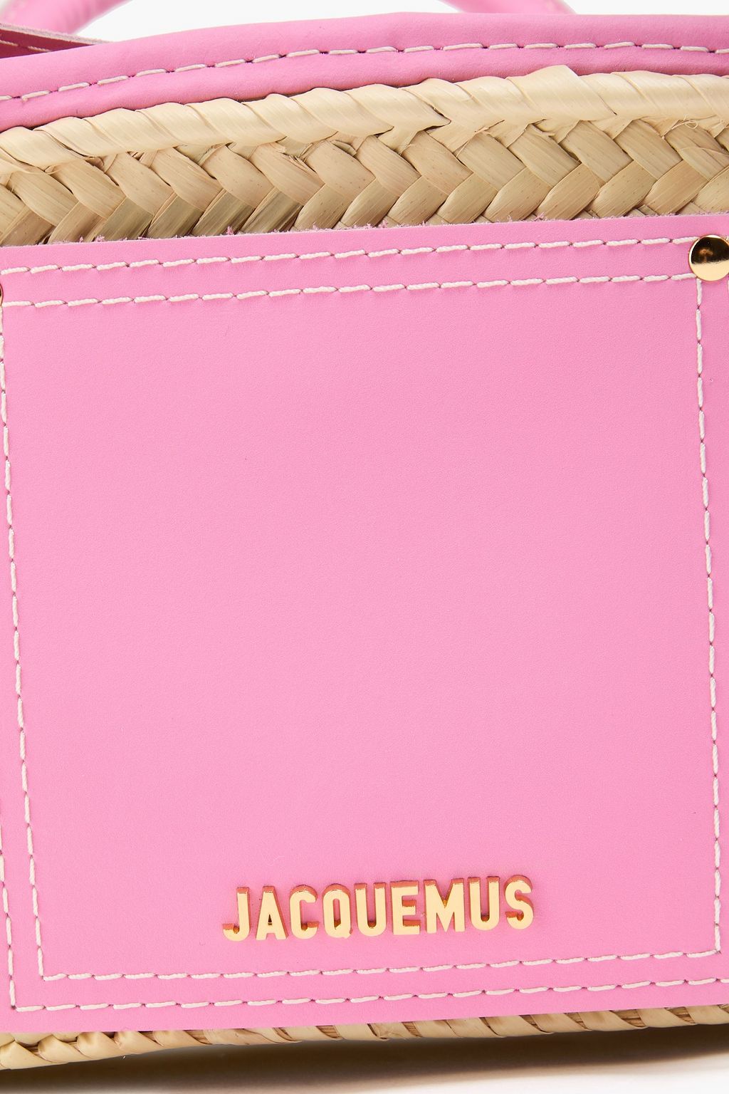 JACQUEMUS Le Petit Panier Soli leather-trimmed raffia tote