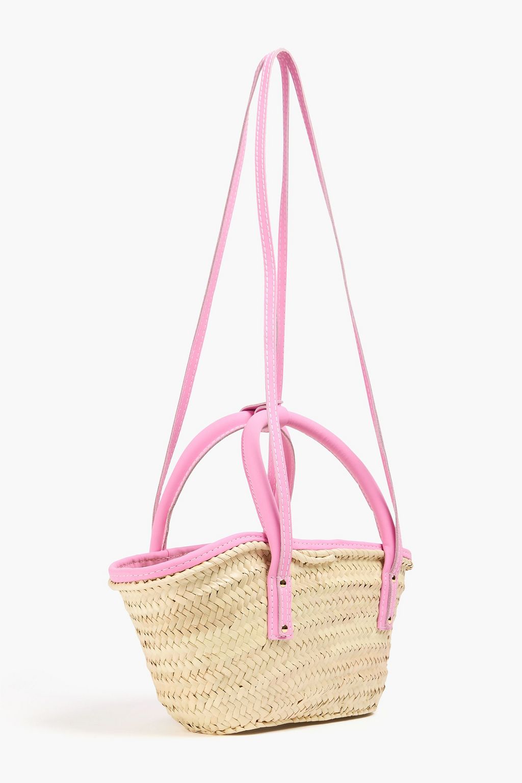JACQUEMUS Le Petit Panier Soli leather-trimmed raffia tote