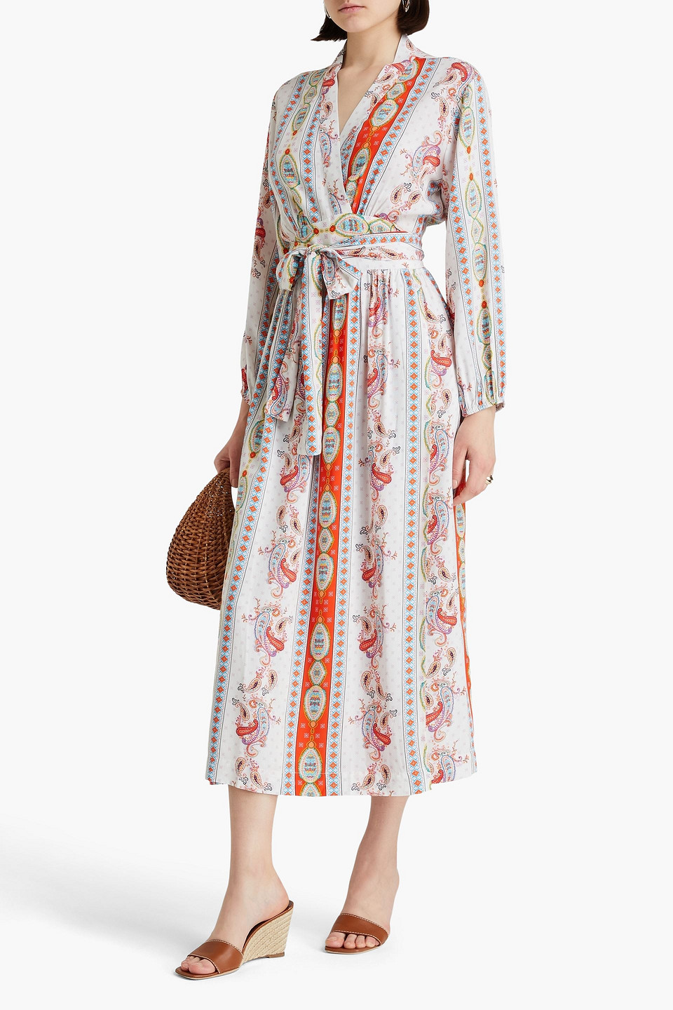 Melissa Odabash Rachel Paisley-print Voile Midi Wrap Dress In White