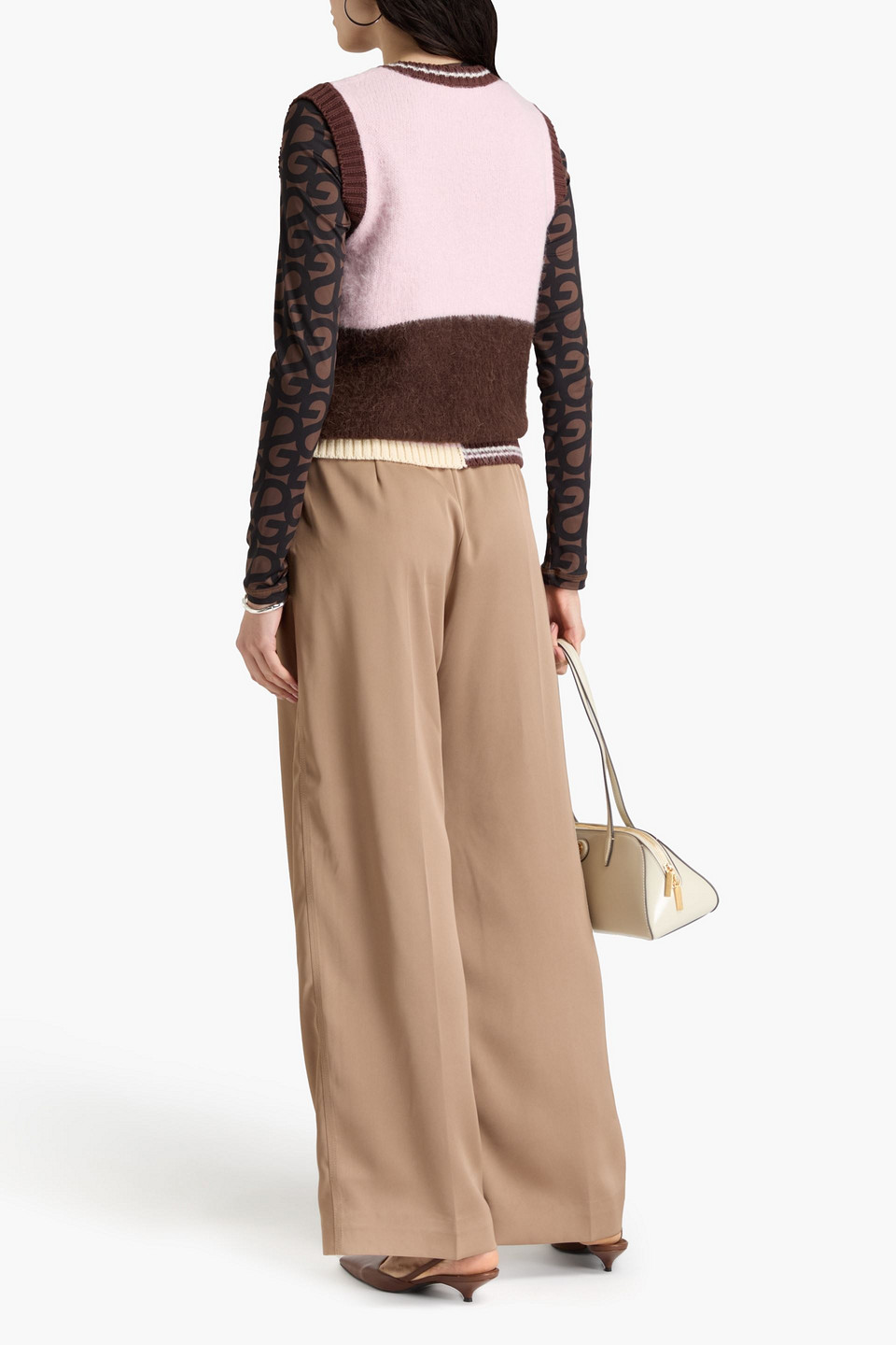 Shop Stine Goya Striped Knitted Vest In Baby-pink