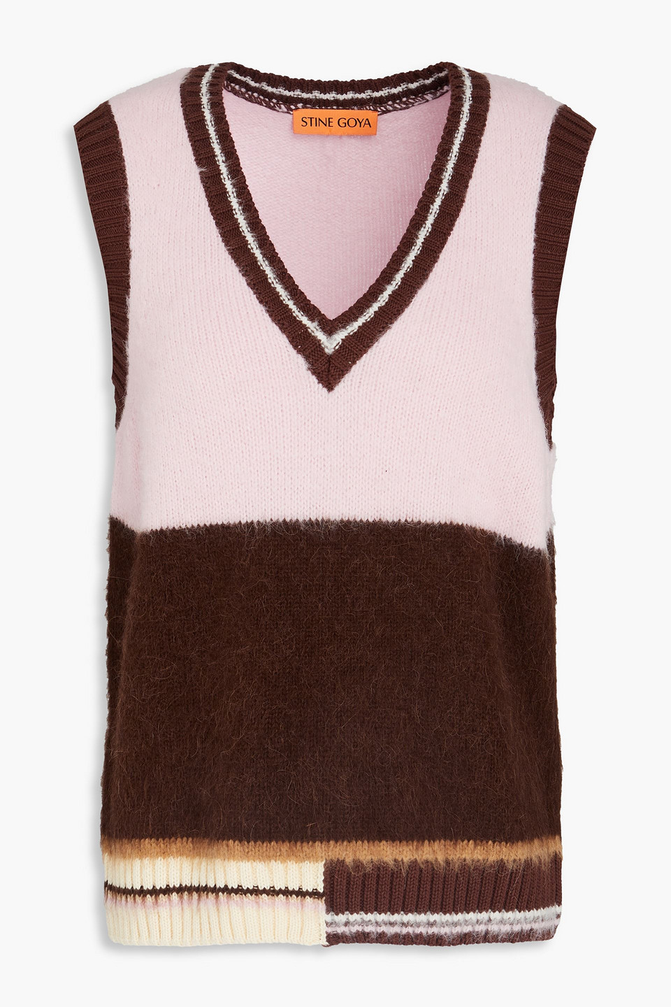 Shop Stine Goya Striped Knitted Vest In Baby-pink