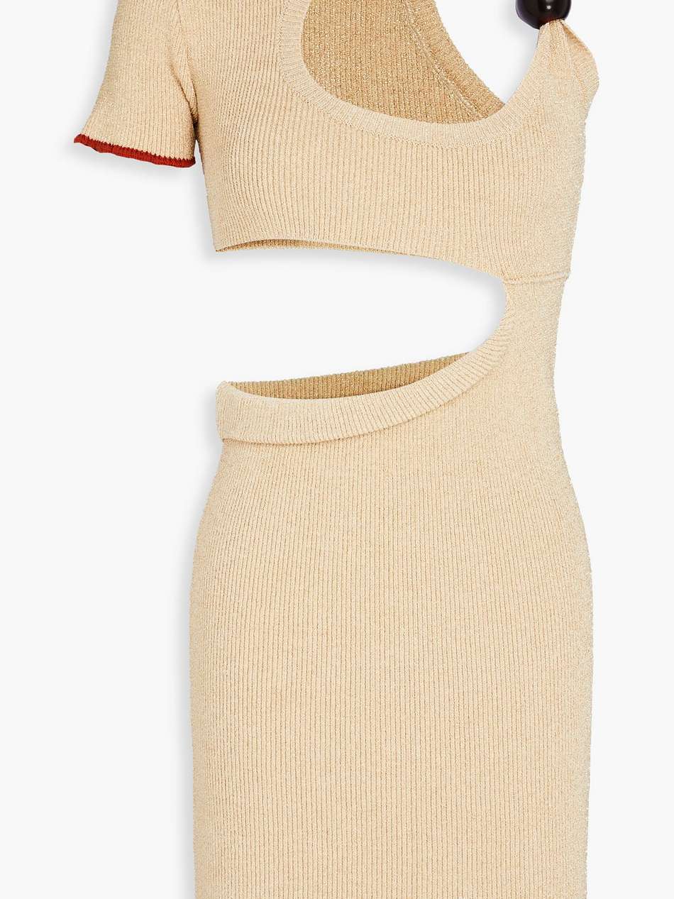 brilho cutout metallic ribbed-knit mini dress