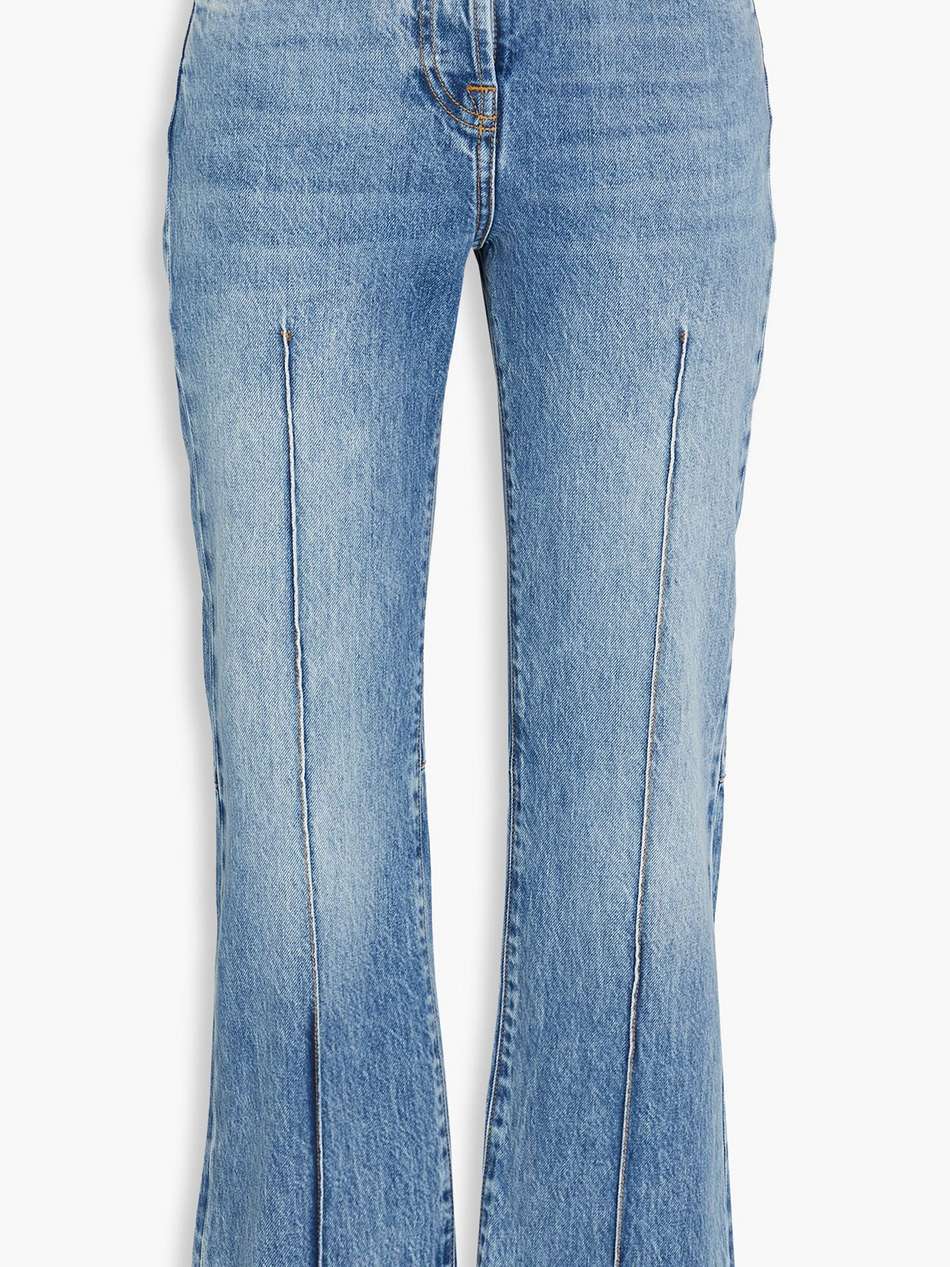 le de nimes linon frayed high-rise kick-flare jeans