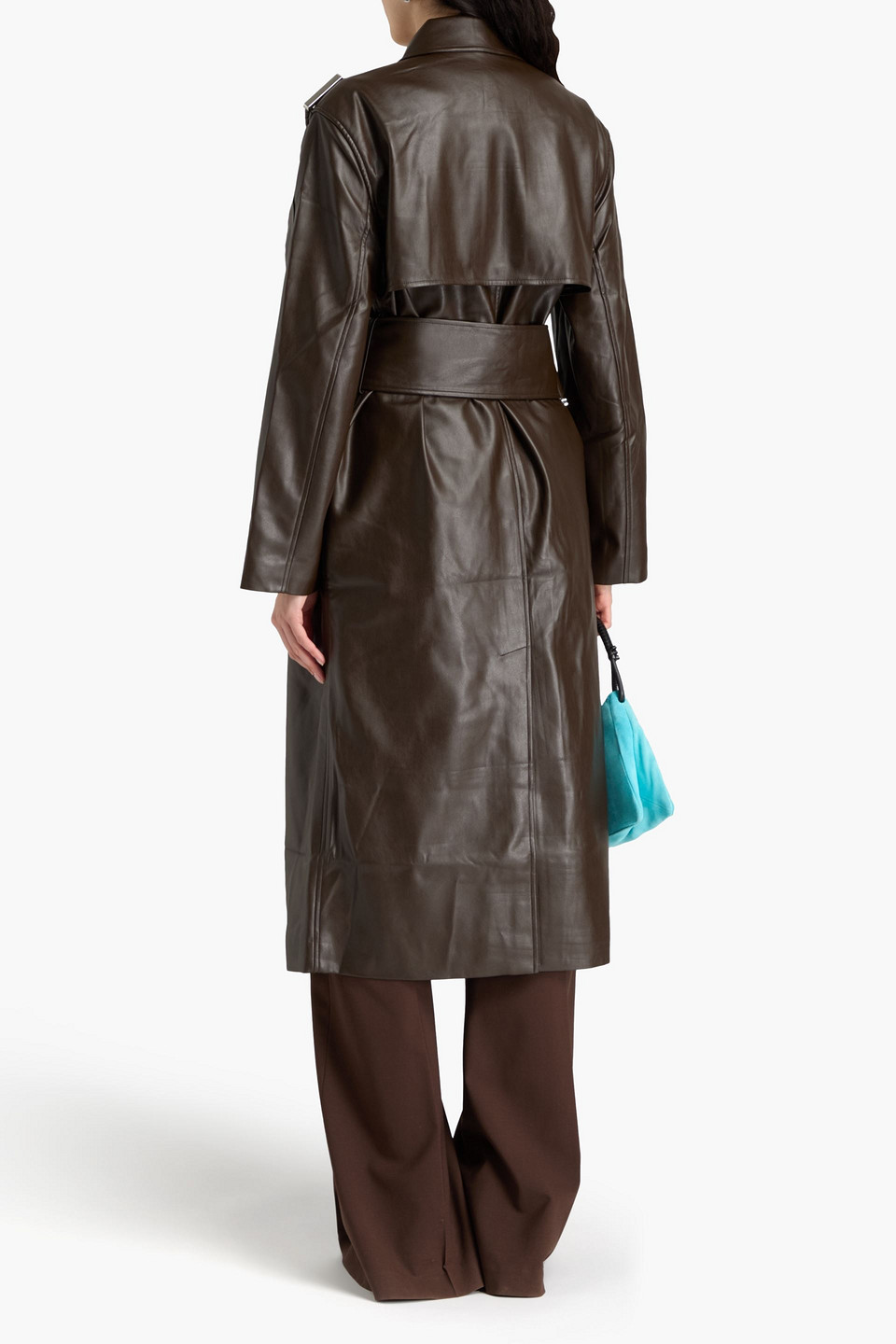 Shop Stine Goya Belted Trench Coat In Chocolate