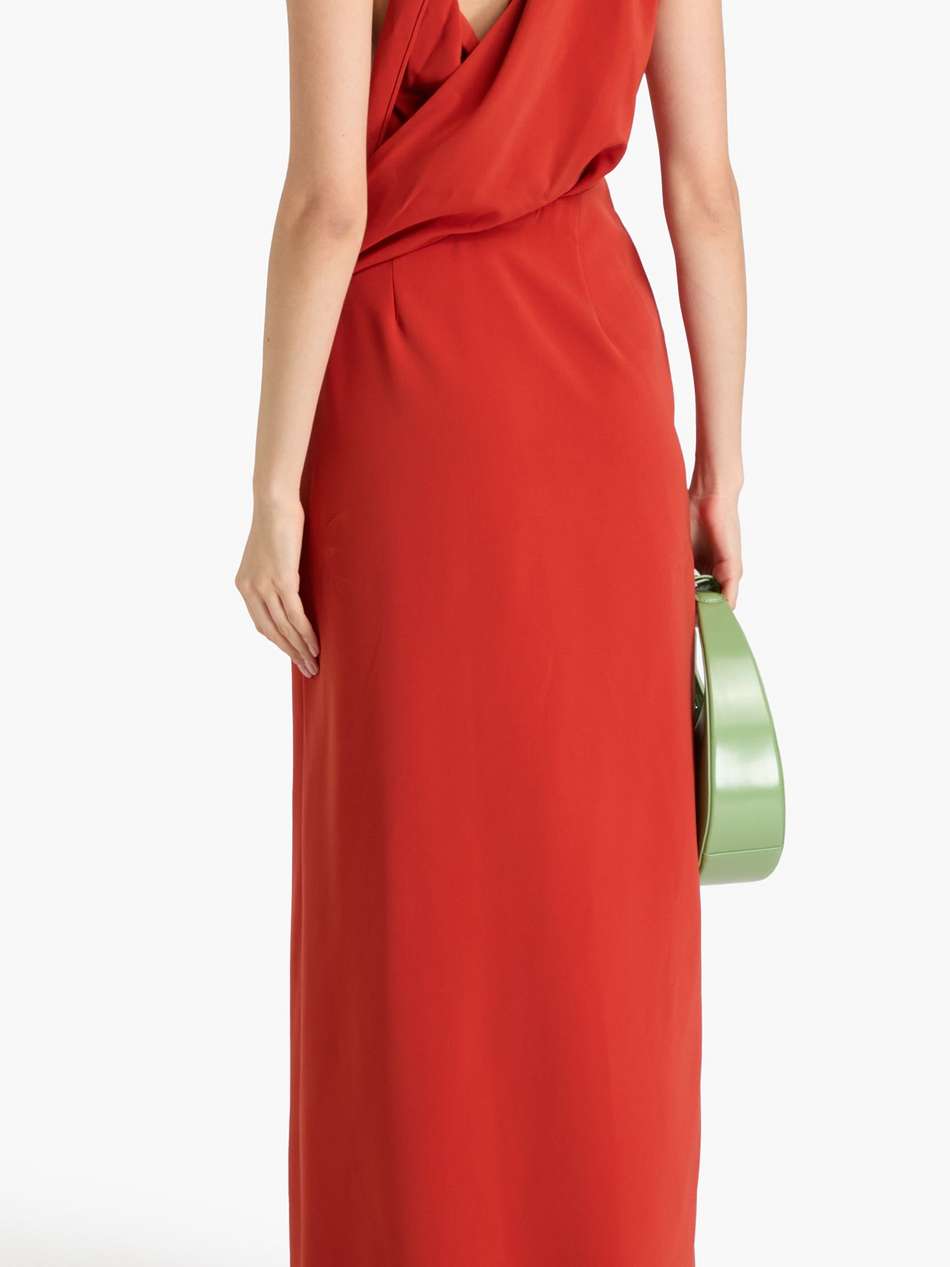 knotted crepe maxi dress