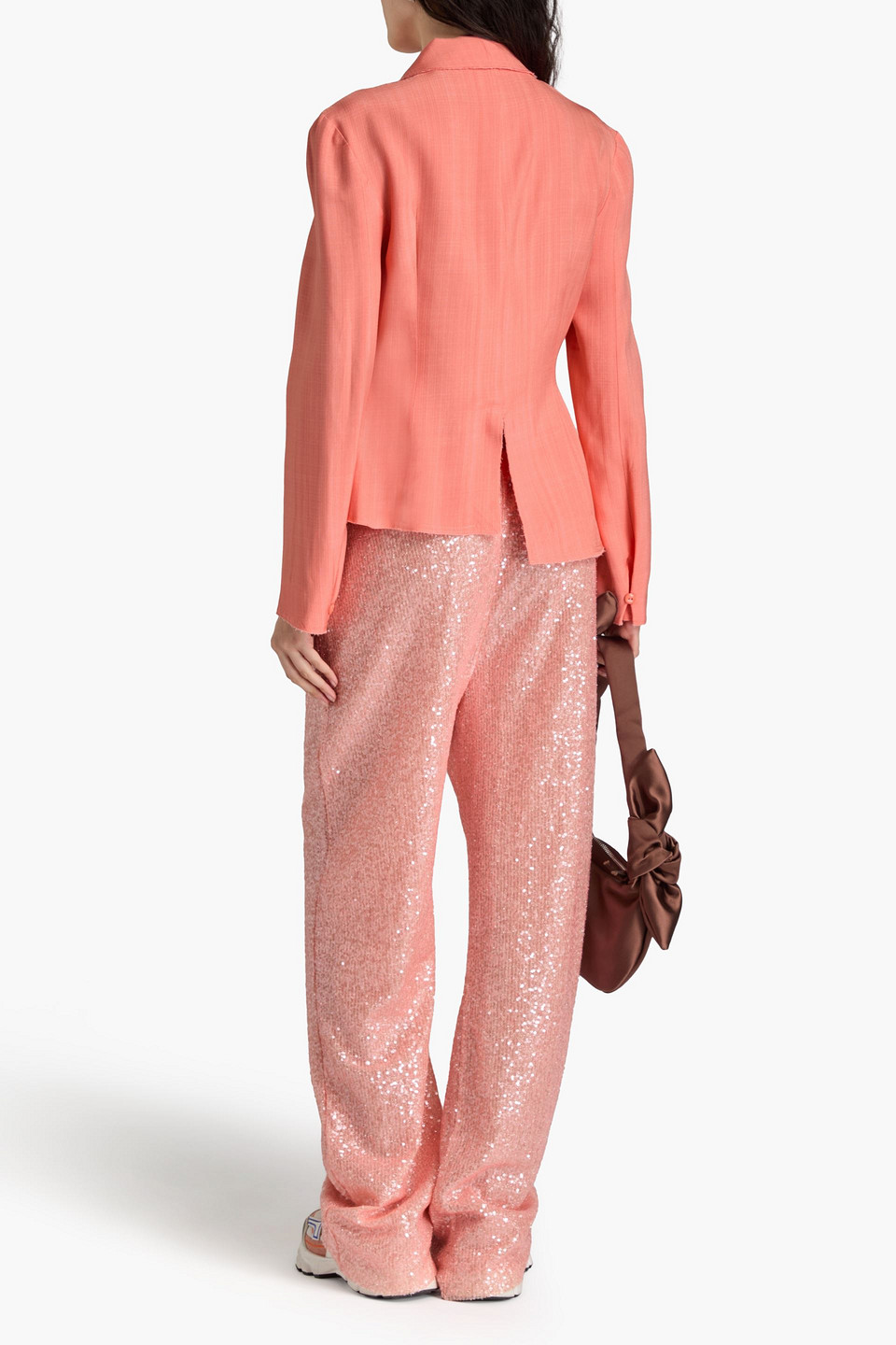 STINE GOYA DRAPED SLUB WOVEN BLAZER