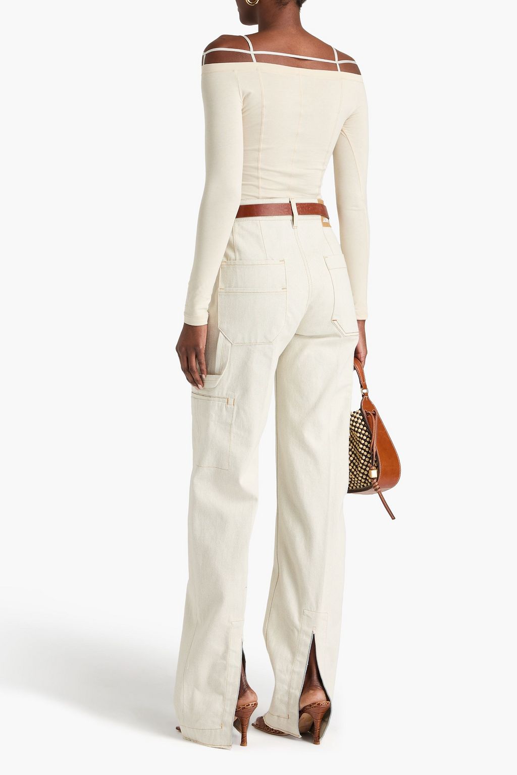 JACQUEMUS بنطال جينز كارغو بخصر عالٍ
