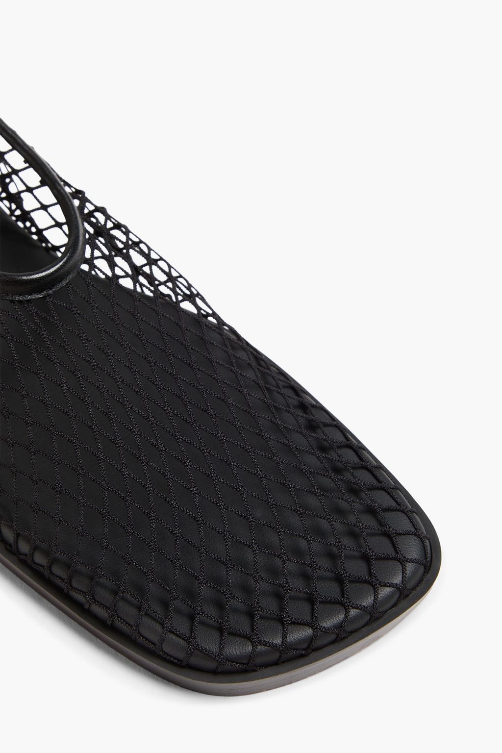 STINE GOYA Leather-trimmed fishnet ballet flats