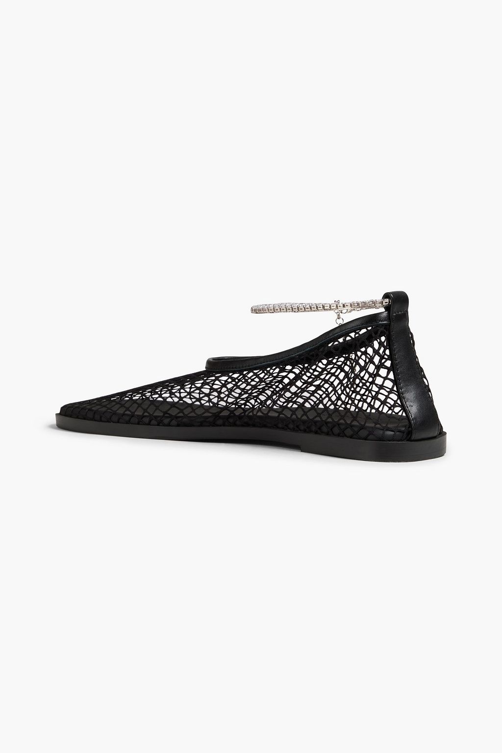 STINE GOYA Leather-trimmed fishnet ballet flats