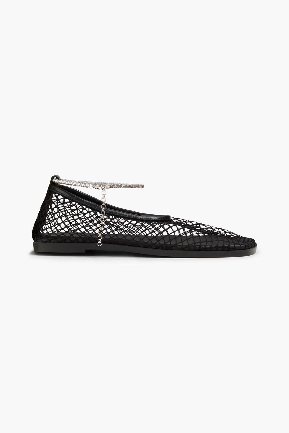 Stine Goya Leather-trimmed Fishnet Ballet Flats In Black