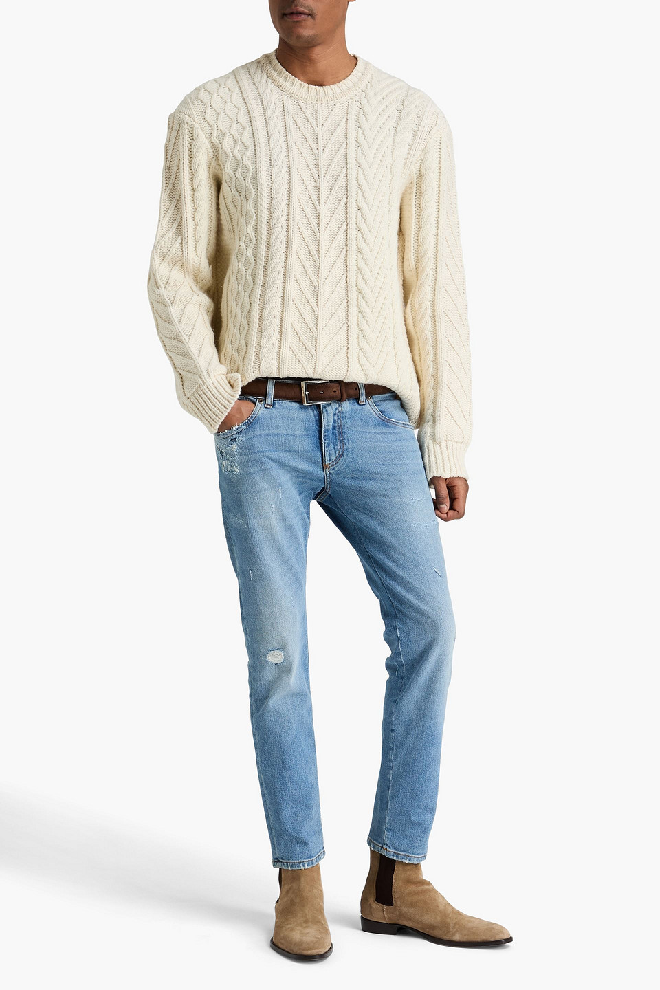 DOLCE & GABBANA SLIM-FIT DISTRESSED DENIM JEANS