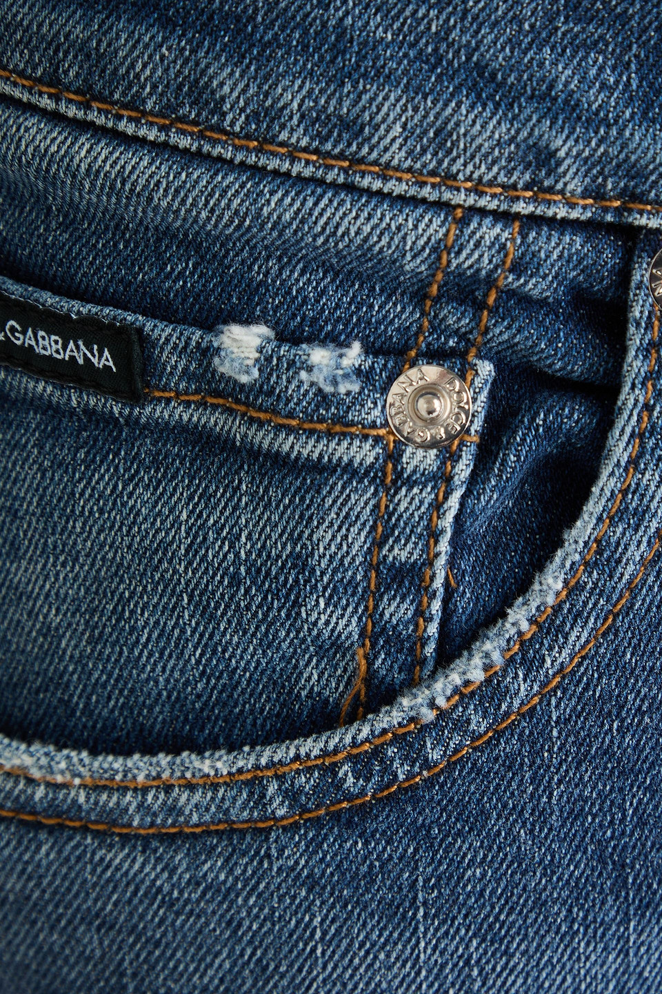 DOLCE & GABBANA SLIM-FIT DISTRESSED DENIM JEANS