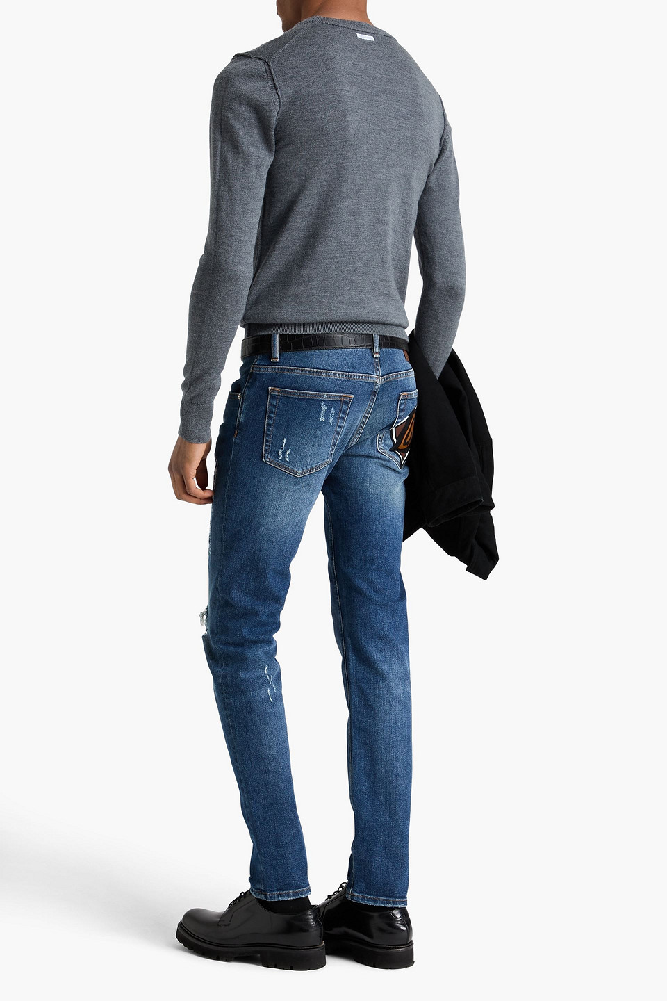 DOLCE & GABBANA SLIM-FIT DISTRESSED DENIM JEANS