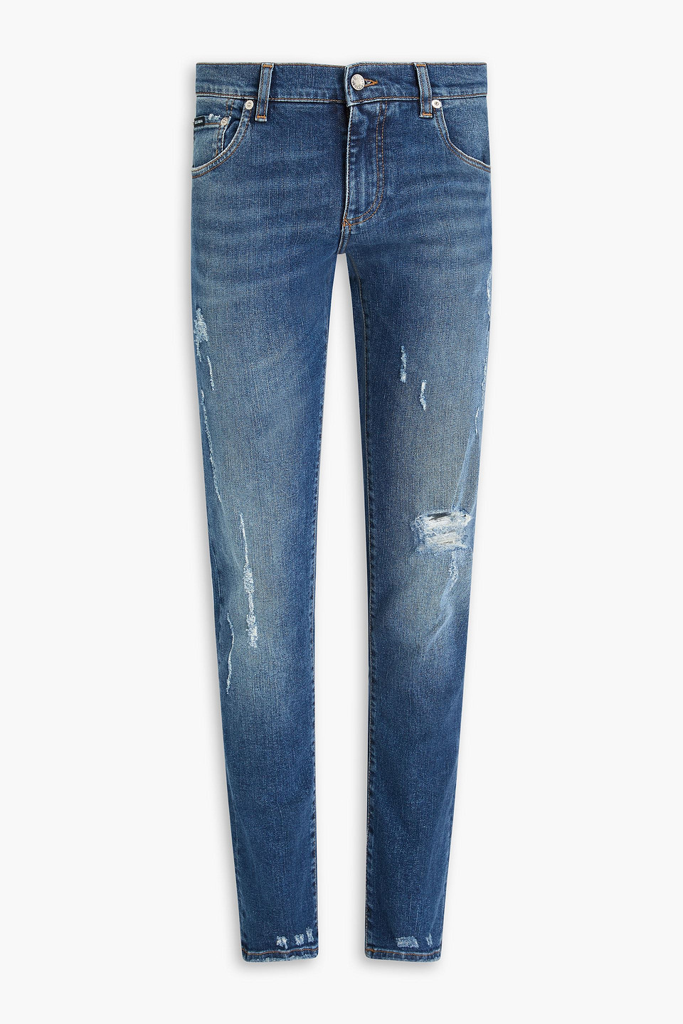 DOLCE & GABBANA SLIM-FIT DISTRESSED DENIM JEANS