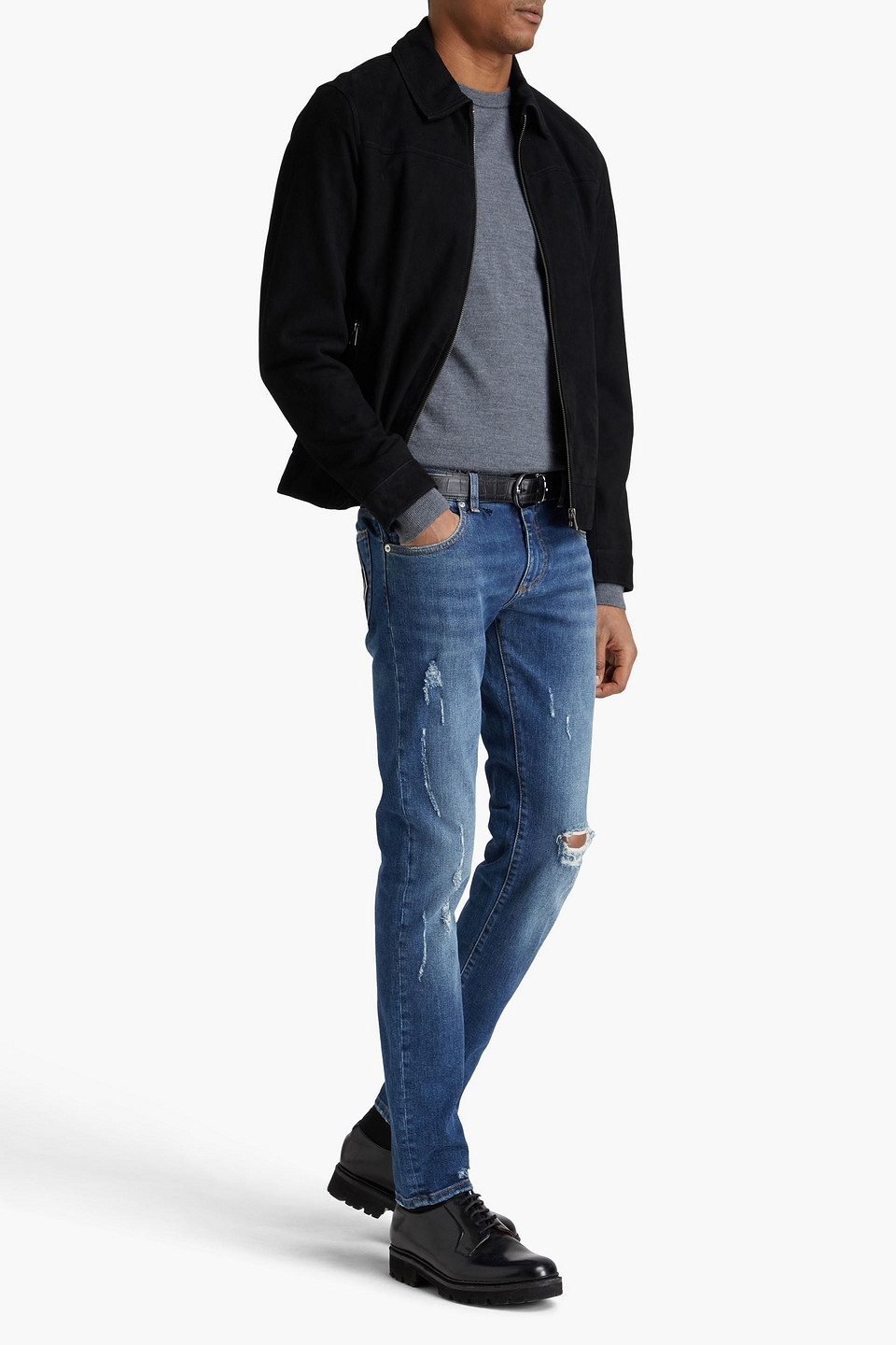 DOLCE & GABBANA SLIM-FIT DISTRESSED DENIM JEANS