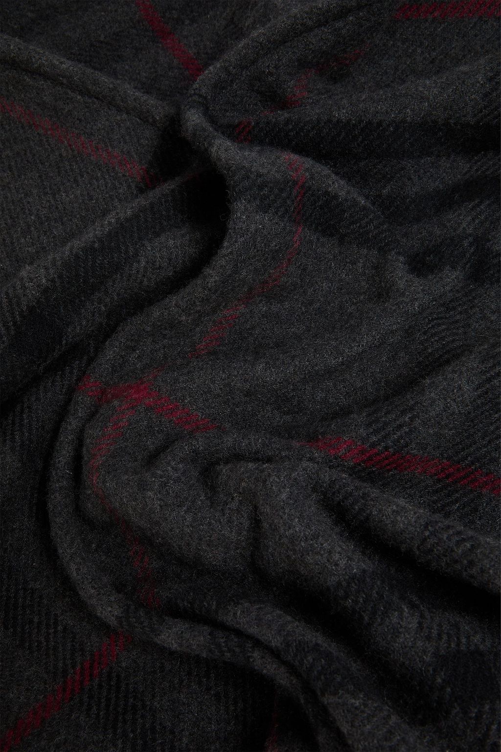 BURBERRY Fringed checked wool and cashmere-blend scarf