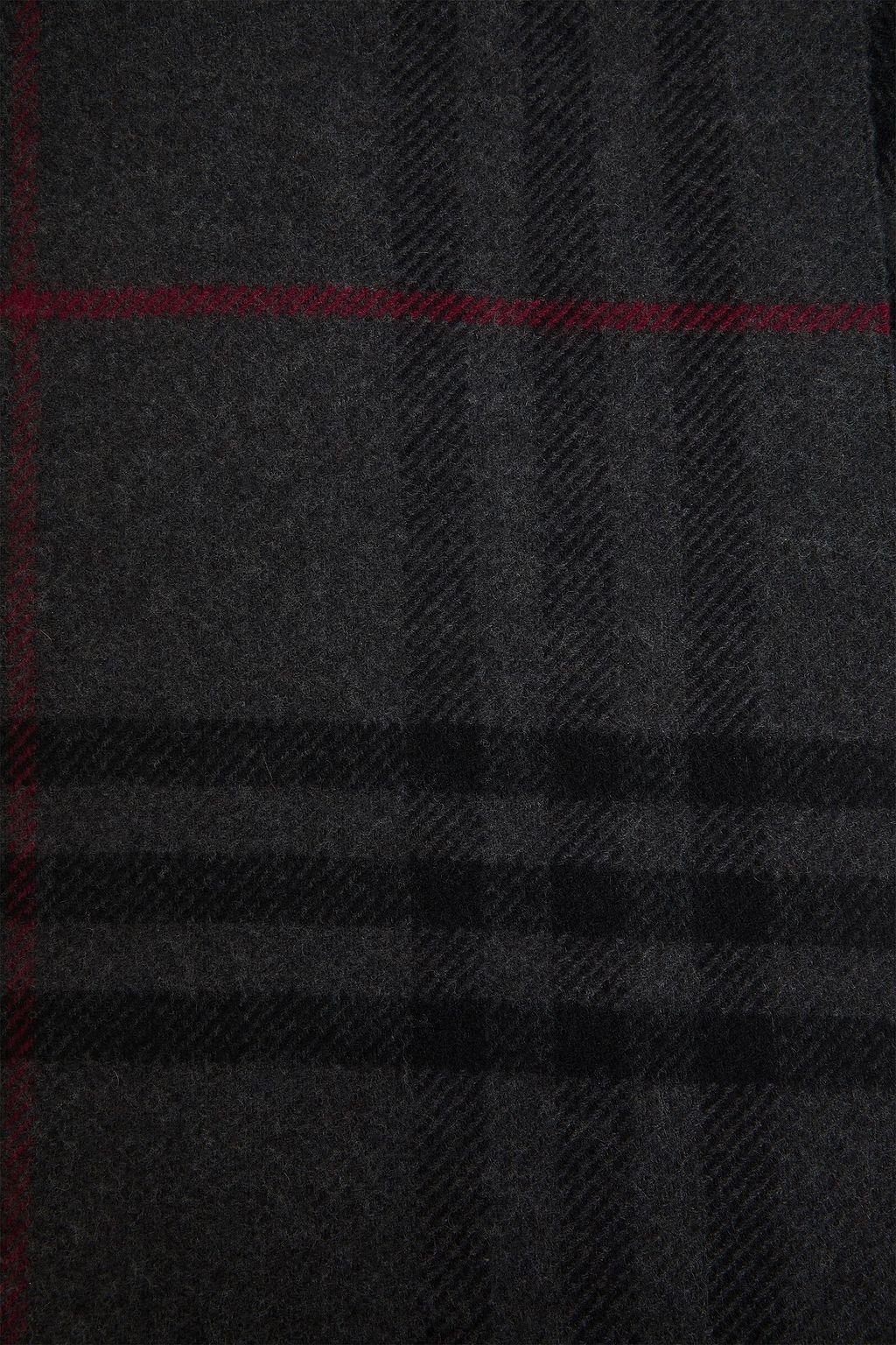 BURBERRY Fringed checked wool and cashmere-blend scarf