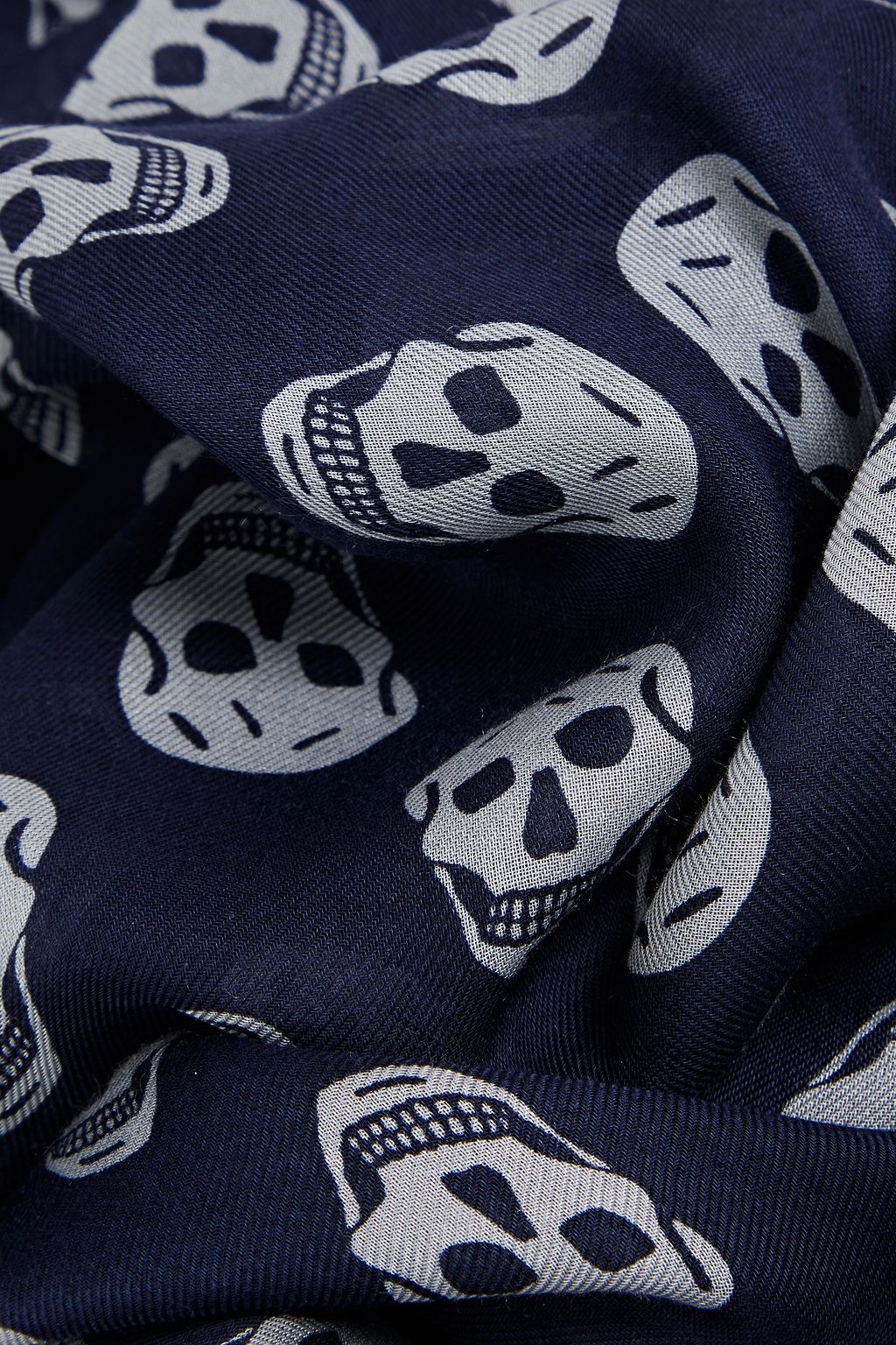 MCQUEEN Frayed printed modal scarf