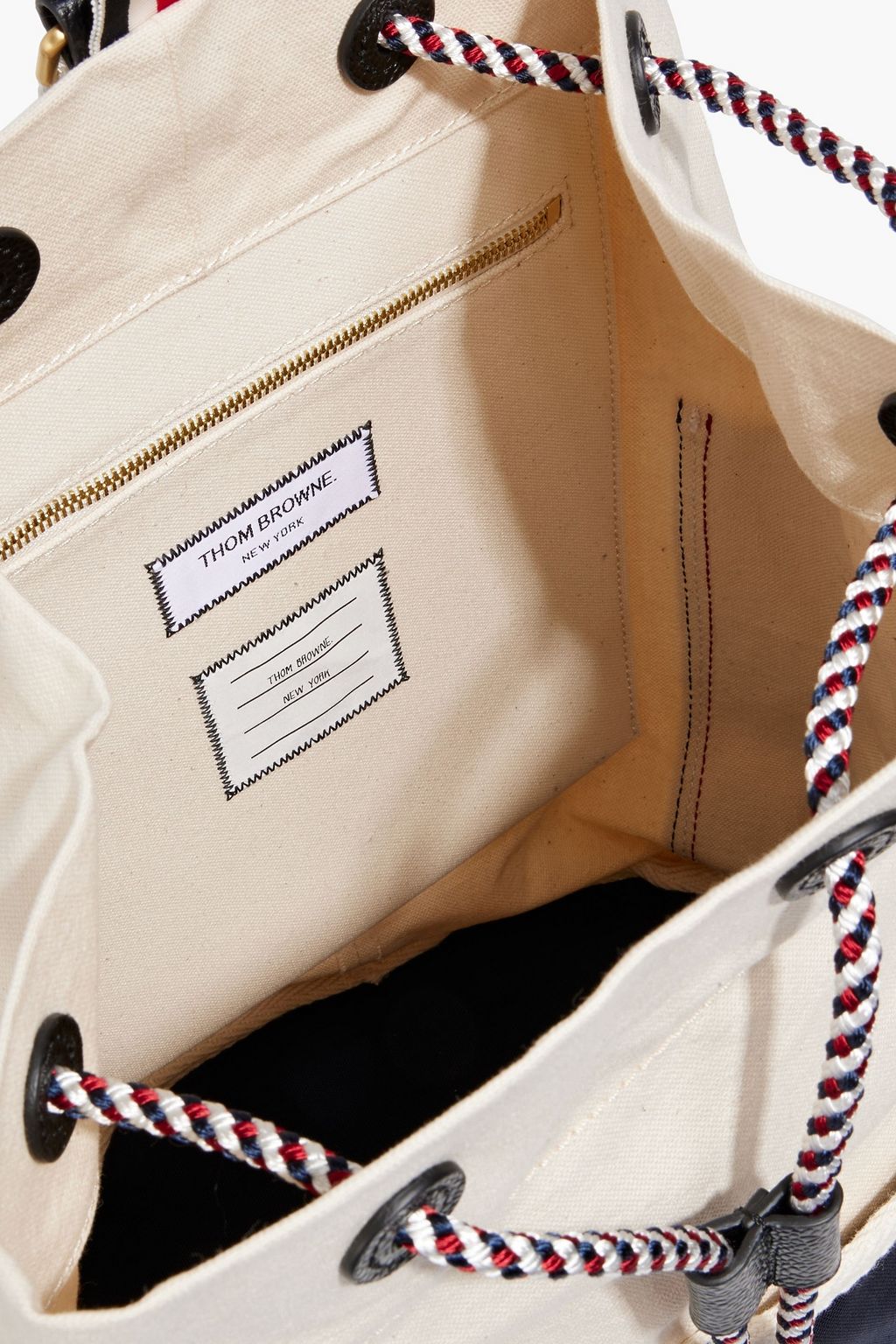 THOM BROWNE Sailor two-tone cotton-canvas messenger bag