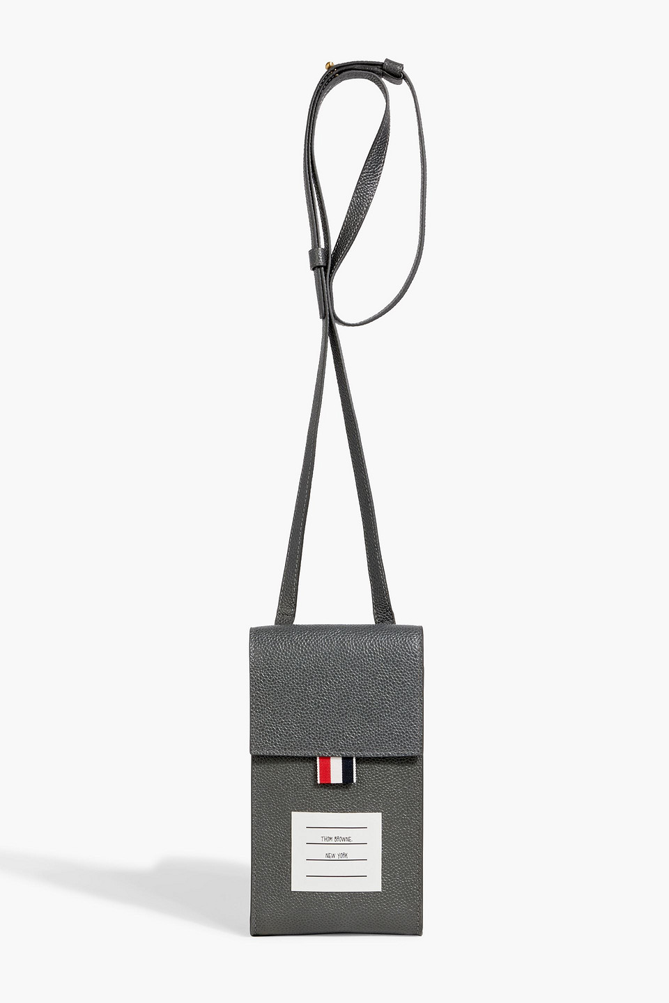 Thom Browne Pebbled-leather Phone Pouch In Gray