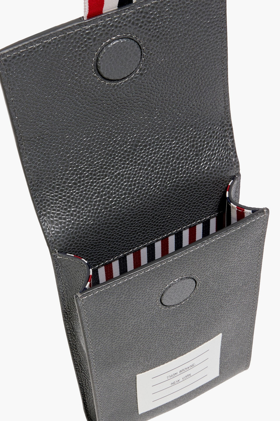 Thom Browne Pebbled-leather Phone Pouch In Gray