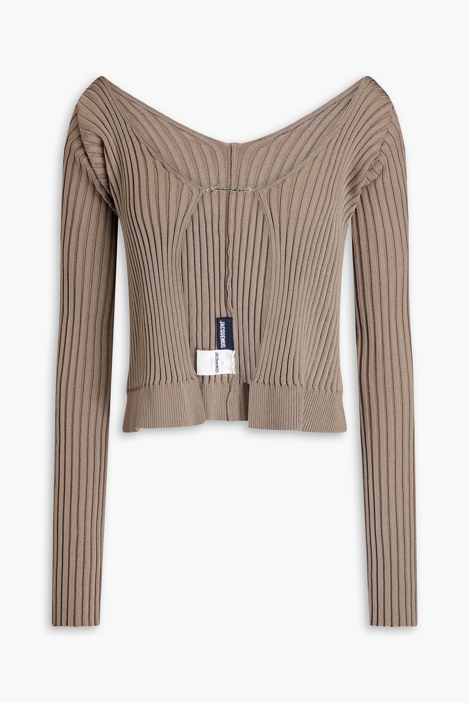 Jacquemus Pralu Ribbed-knit Cardigan In Taupe