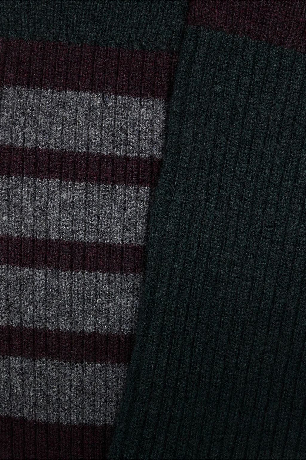 THOM BROWNE Striped ribbed cashmere socks