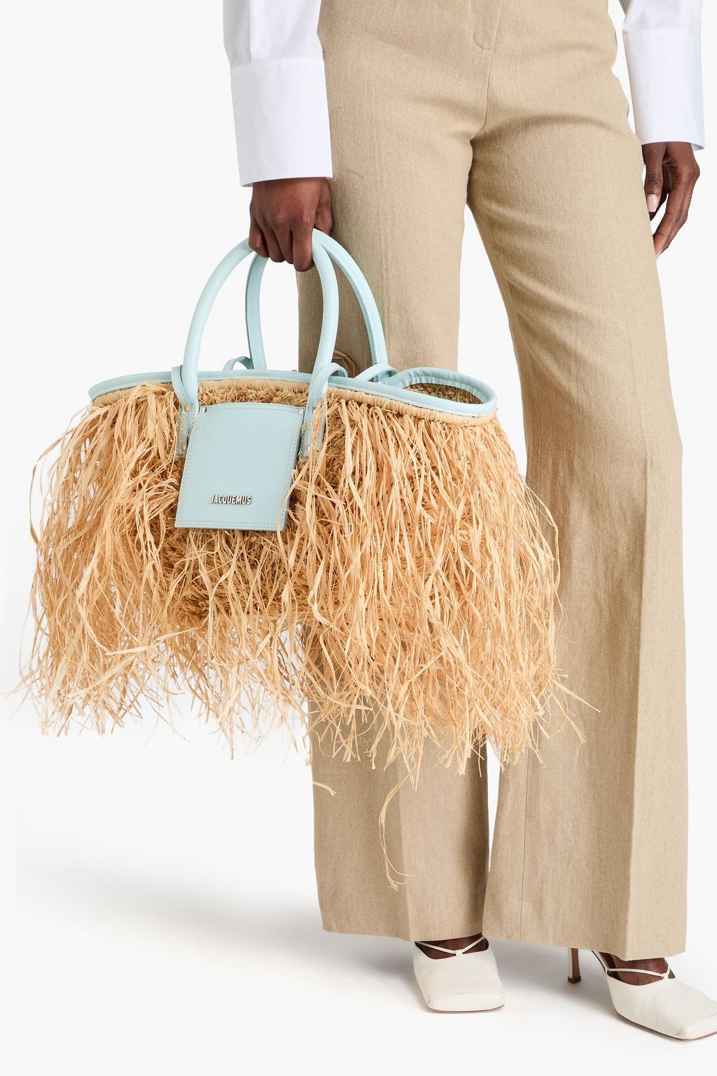 JACQUEMUS Le Panier Soli fringed raffia tote