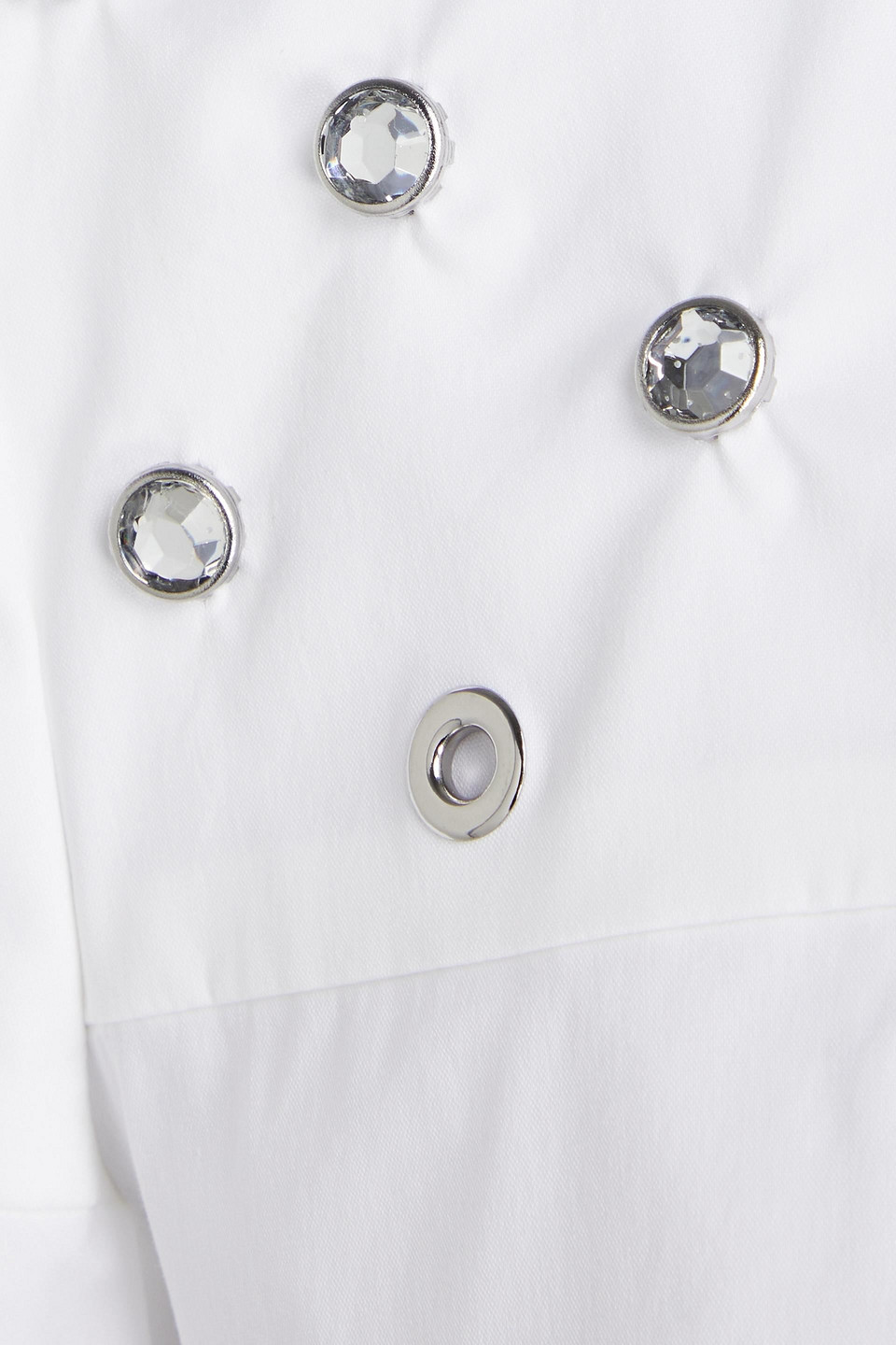 Red Embellished Cotton-blend Poplin Top In White