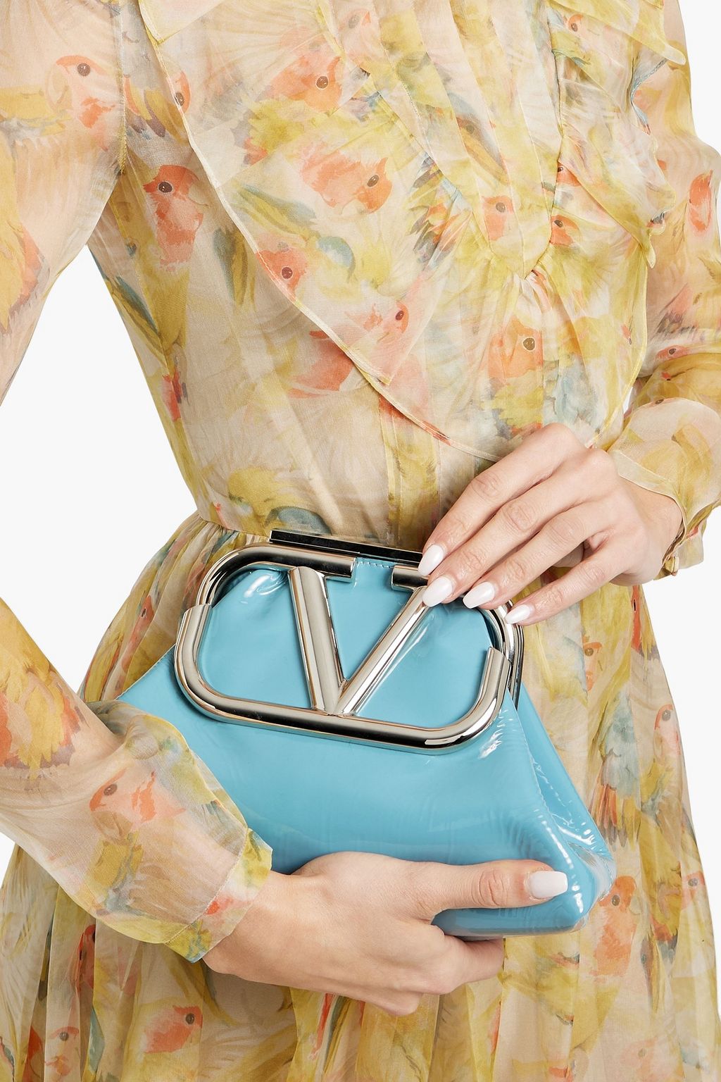 VALENTINO GARAVANI VLOGO patent-leather clutch