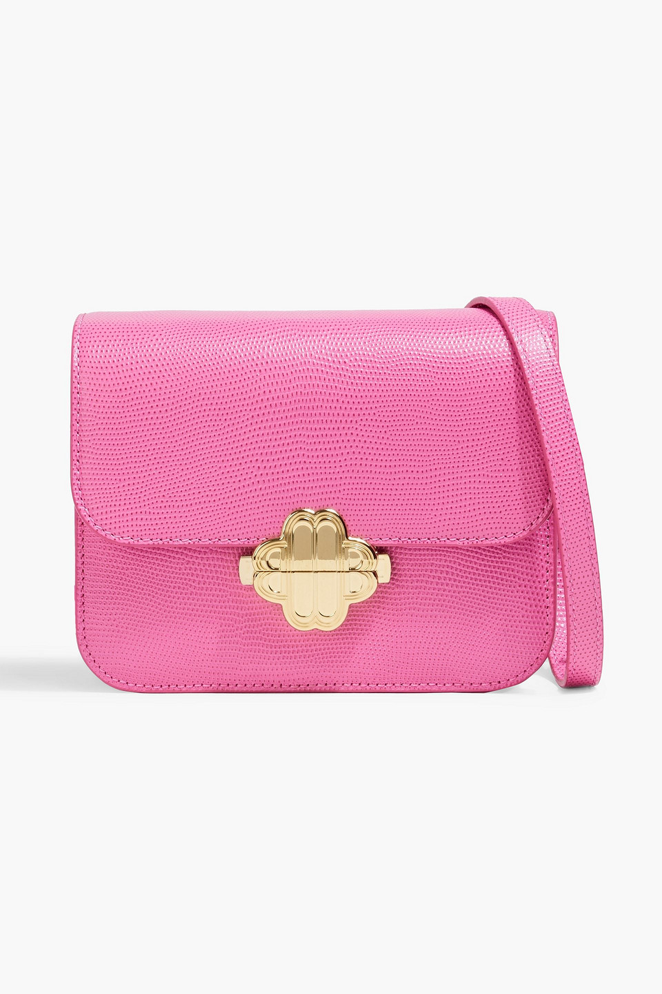 Maje Lizard-effect Leather Cross-body Bag In Pink