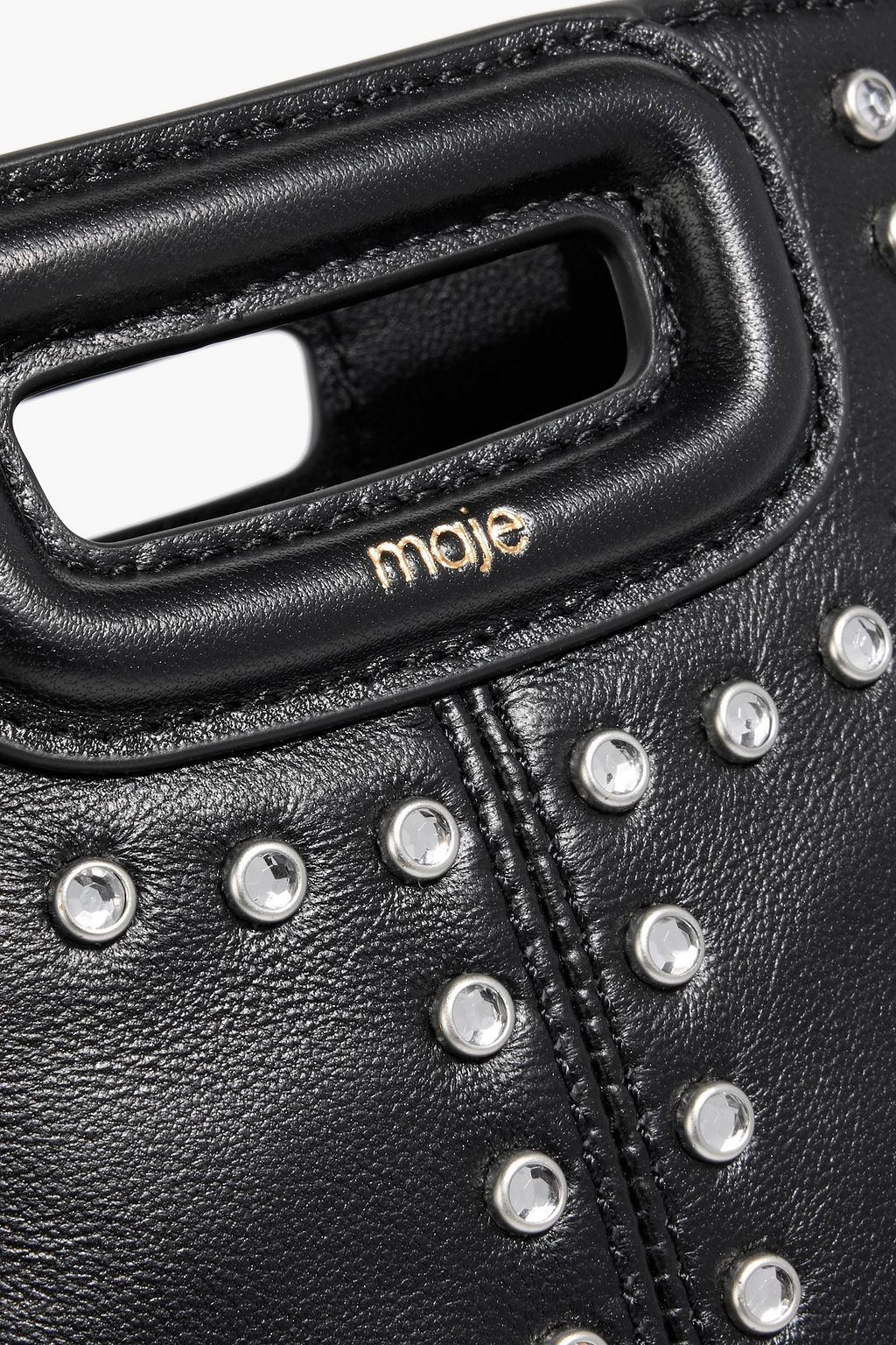 MAJE Crystal-embellished fringed leather tote