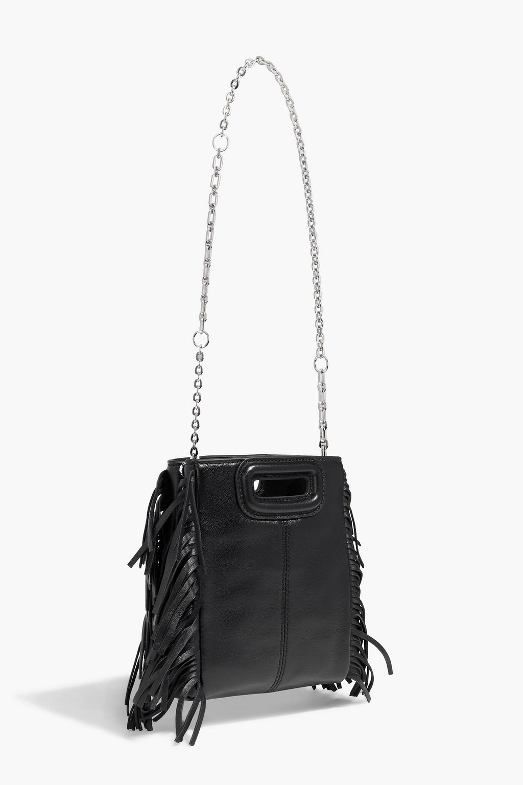 MAJE Crystal-embellished fringed leather tote