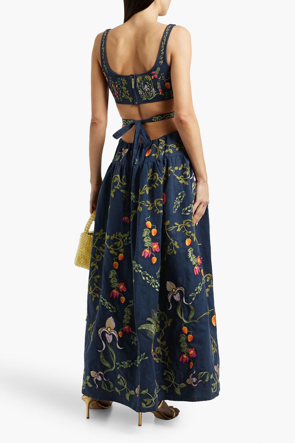 AGUA BY AGUA BENDITA Totumo Bouquet cutout embroidered linen maxi dress