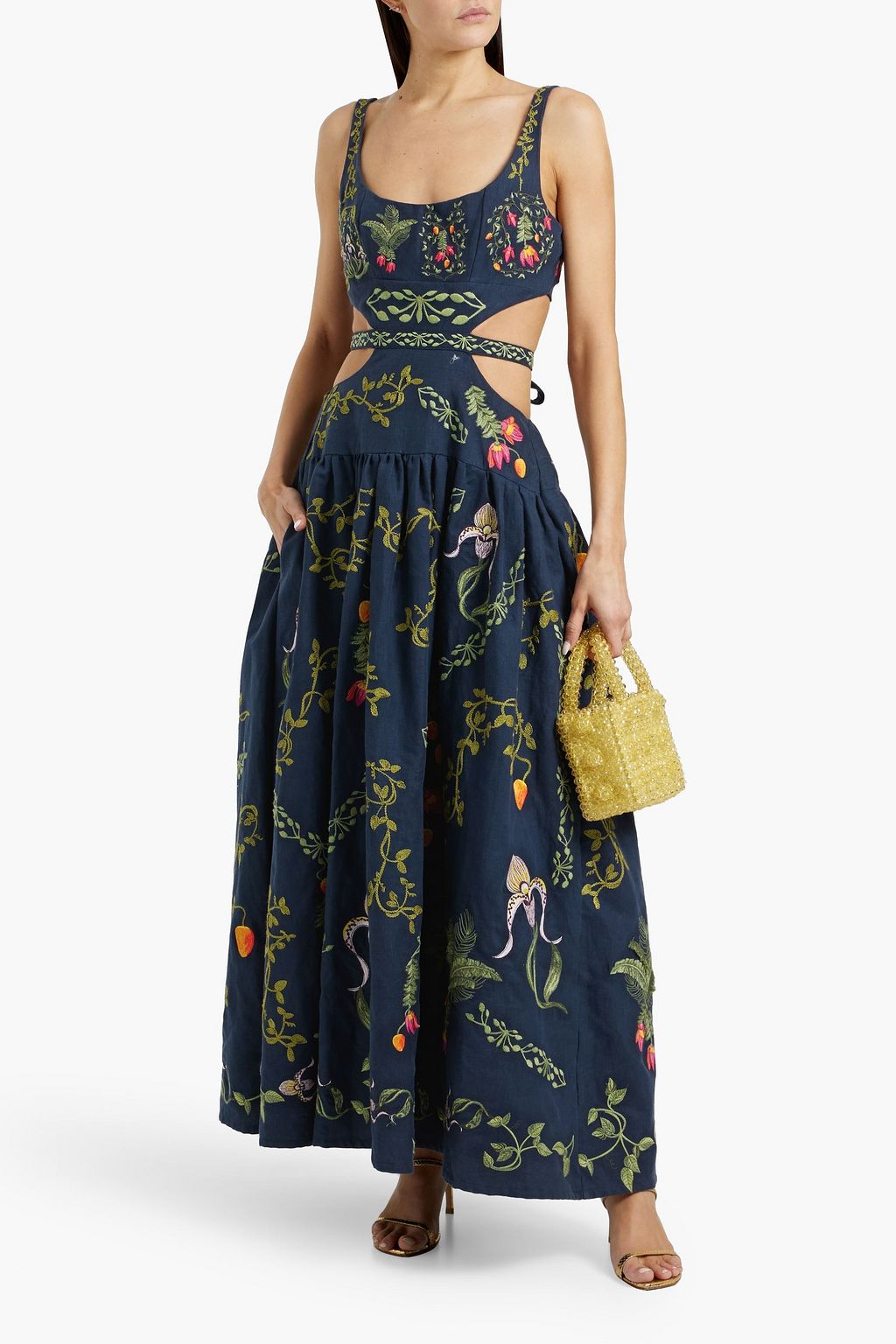AGUA BY AGUA BENDITA Totumo Bouquet cutout embroidered linen maxi dress