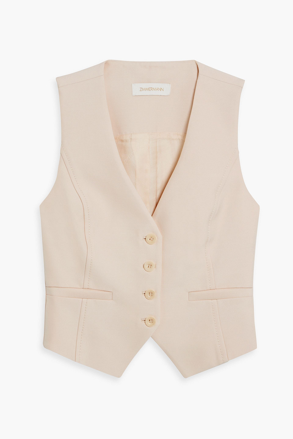 Zimmermann Wool-crepe Vest In Peach