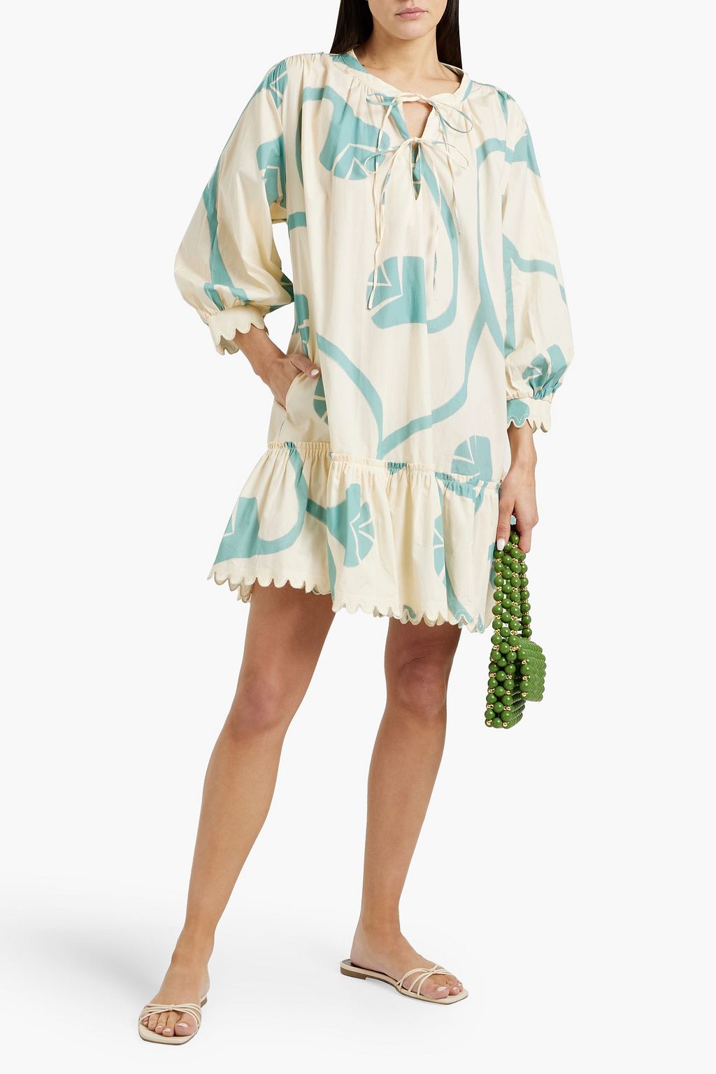 AGUA BY AGUA BENDITA Colonial Geometria printed cotton-poplin mini dress